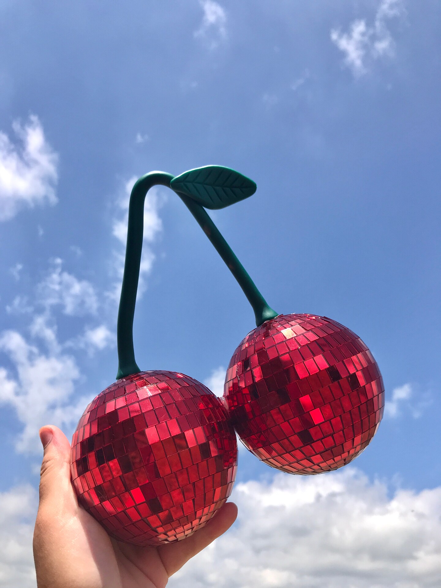 Disco Cherry Home Decor Sculpture, Disco Ball Fruit, Fruit Art Sculpture,  Groovy handmade art, giant cherry art, unique home accent