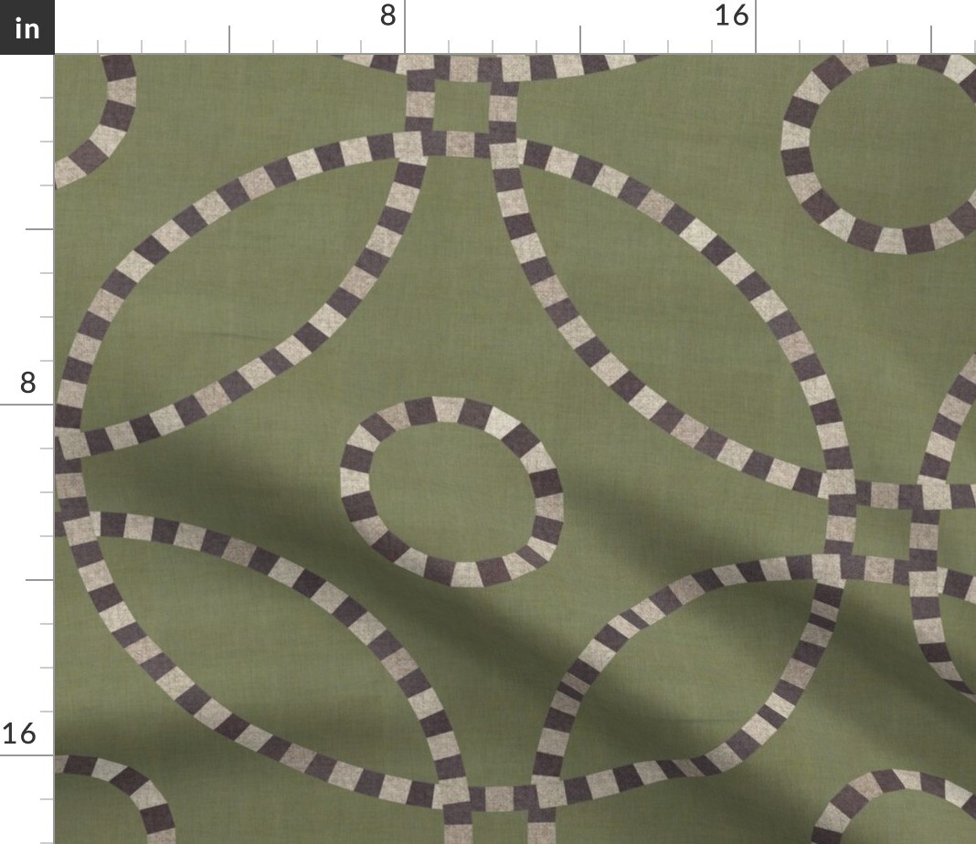 Olive Geometric Gray Mosaic Tiled Eggplant Sepia Large Scale Custom Printed Fabric by Spoonflower Various Fabrics by the Yard or Fat Quarter