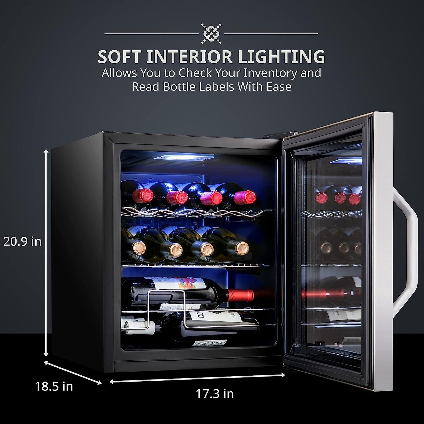 Ivation 12-Bottle Wine Cooler, Compact Freestanding Wine Fridge with Lock