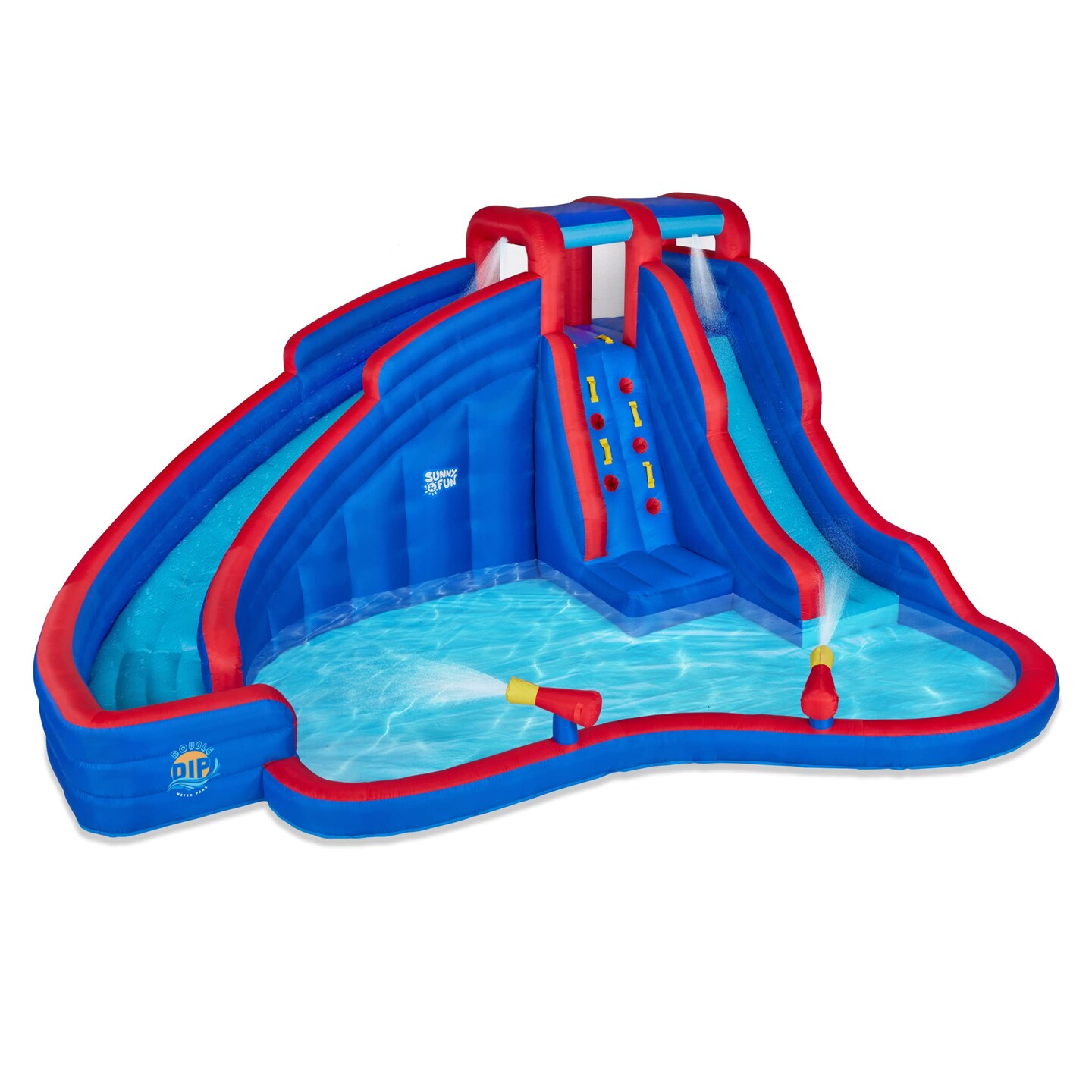 Sunny & Fun Inflatable Kids Backyard Double Water Slide Park with Pool