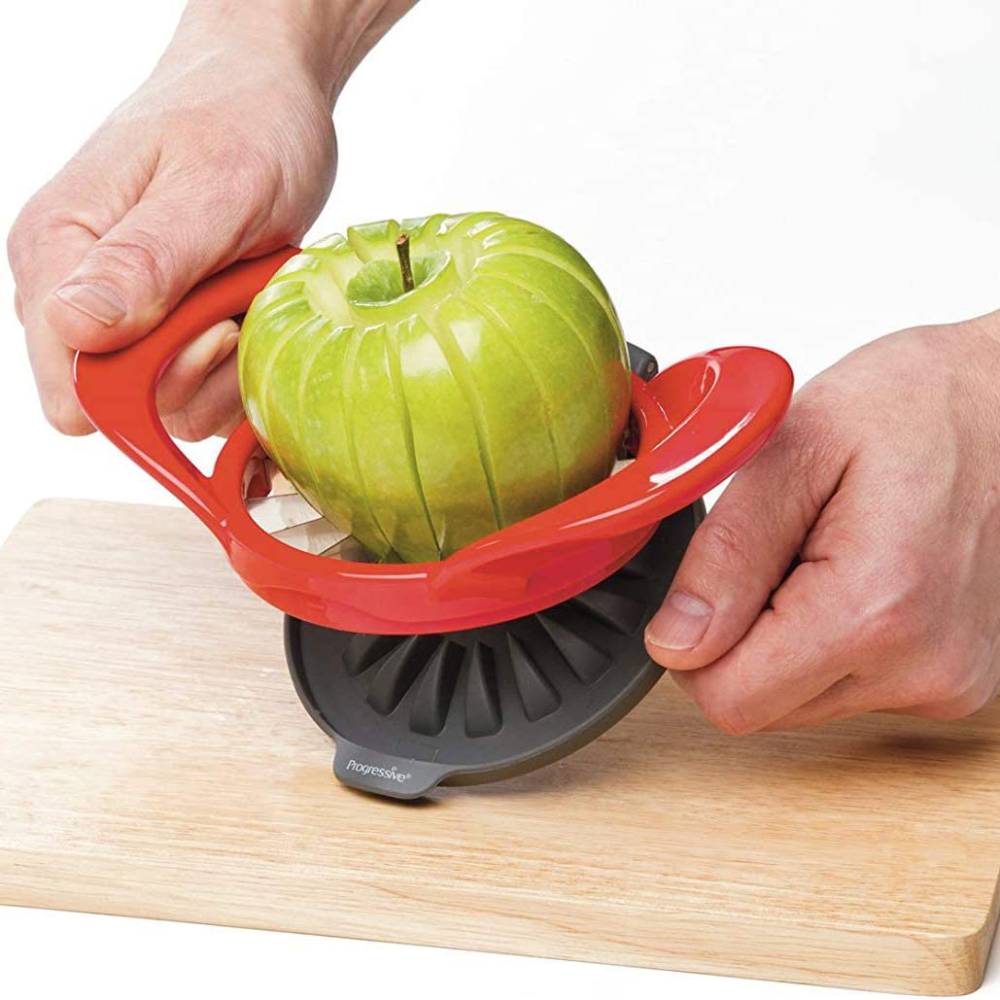 PrepWorks by Progressive Dishwasher Safe 16-Slice Thin Apple Slicer and Corer with Attached Safety Cover