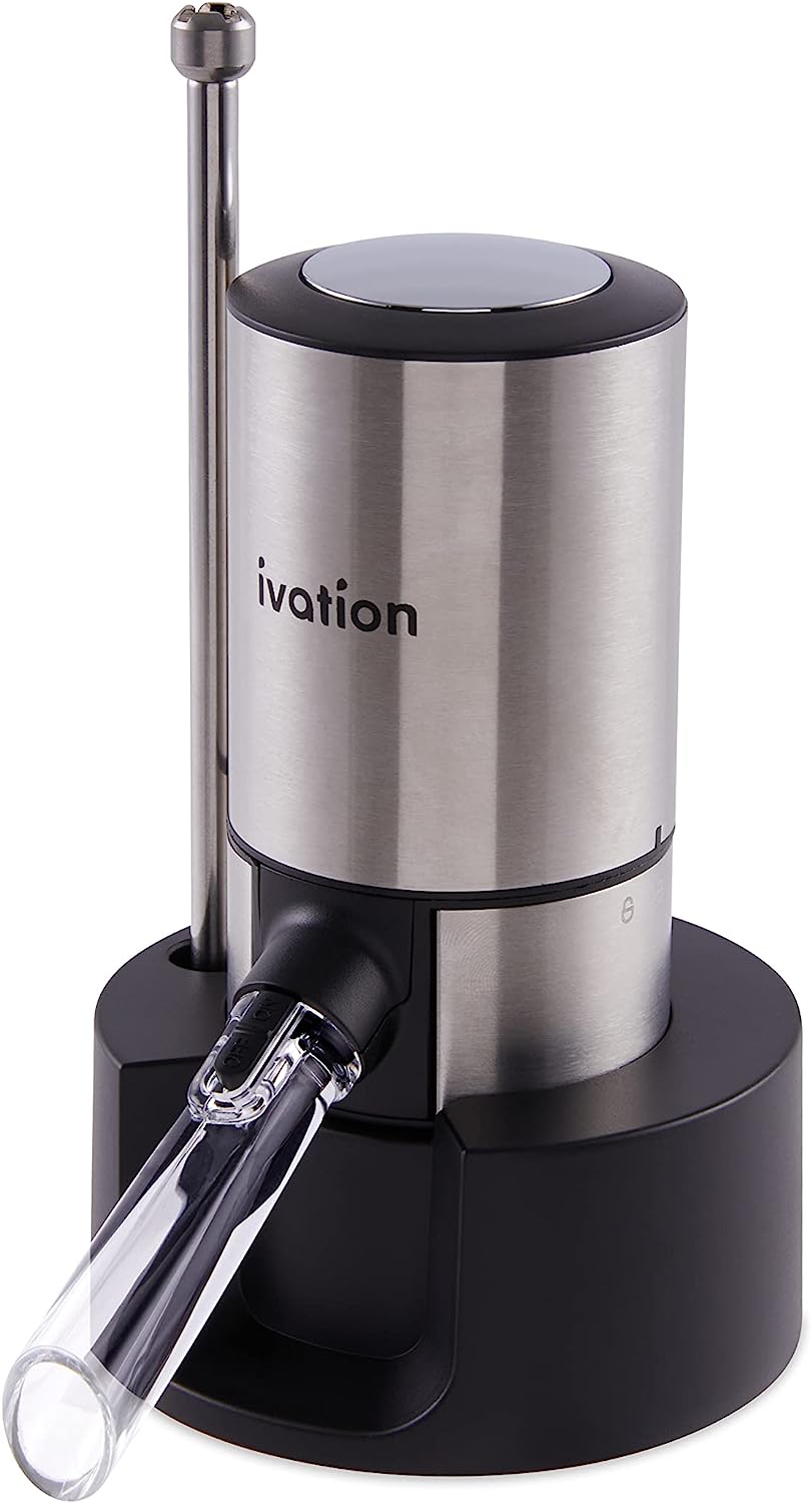 Ivation Stainless Steel Wine Aerator and Dispenser Spout, Electric Wine Pourer and Stopper