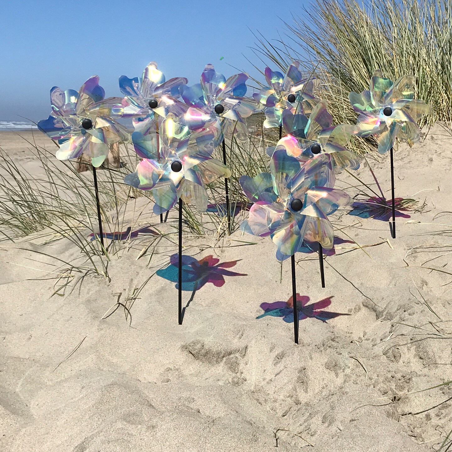 In the Breeze 2664 - 8 Inch Iridescent Pinwheel Spinners (8-Pack)  - Outdoor Garden D&#xE9;cor