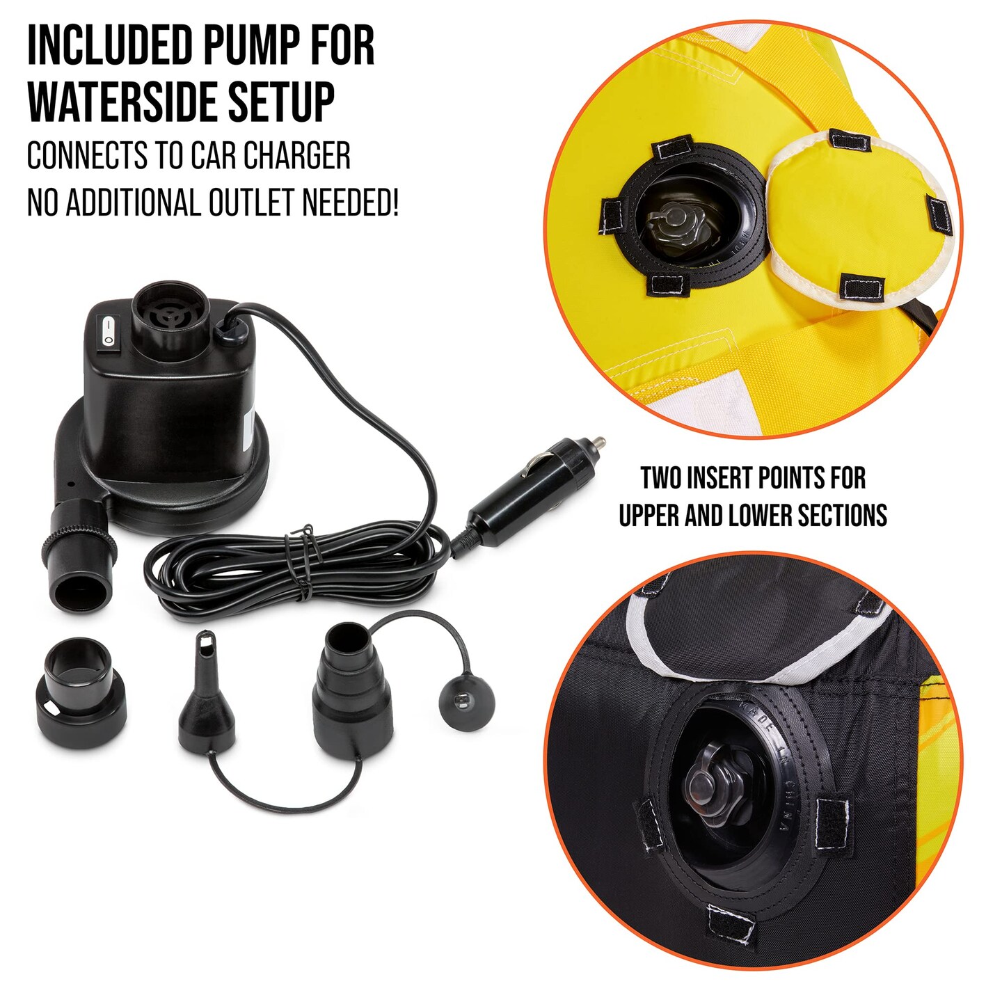 Sunny & Fun Boat Tubes and Towables, Water Tube for Boating with Air Pump & Tow Rope Included, Yellow