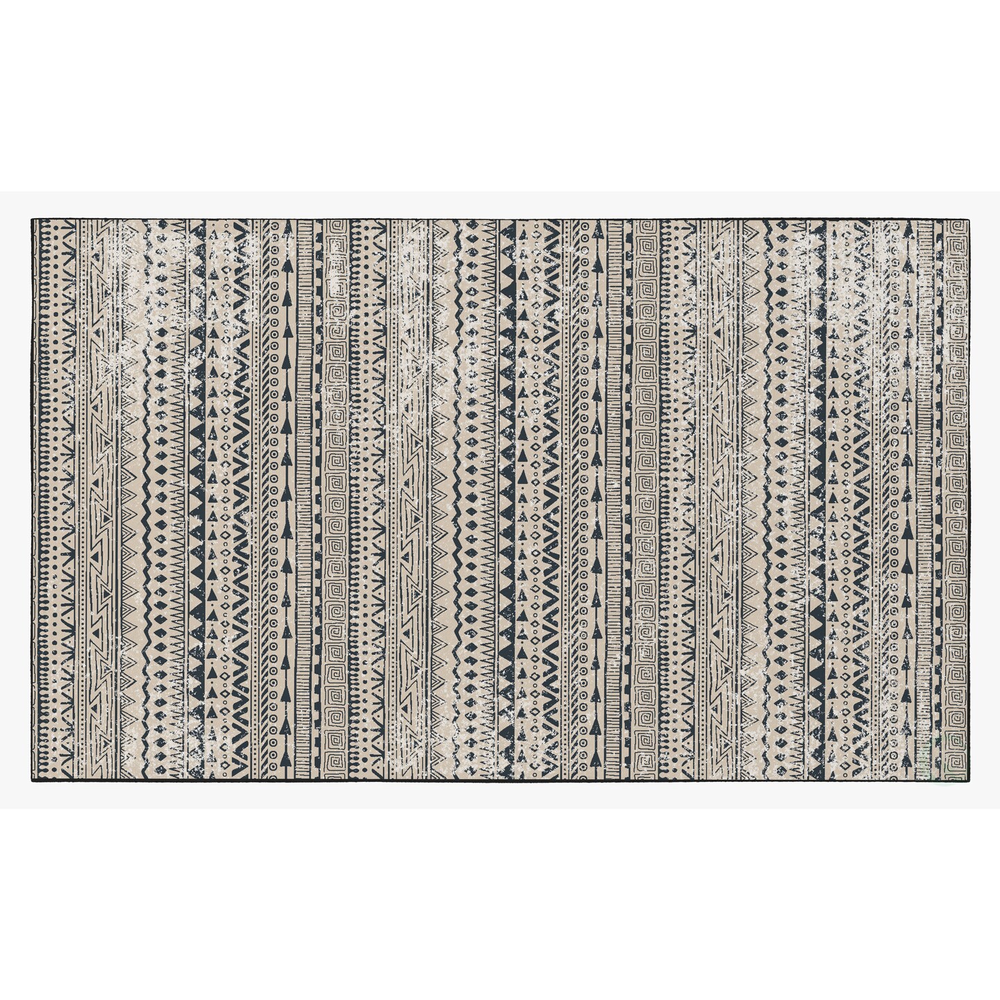 Deerlux Boho Area Rug Tribal Print Soft Nonslip Backing Ivory 5X7 Indoor