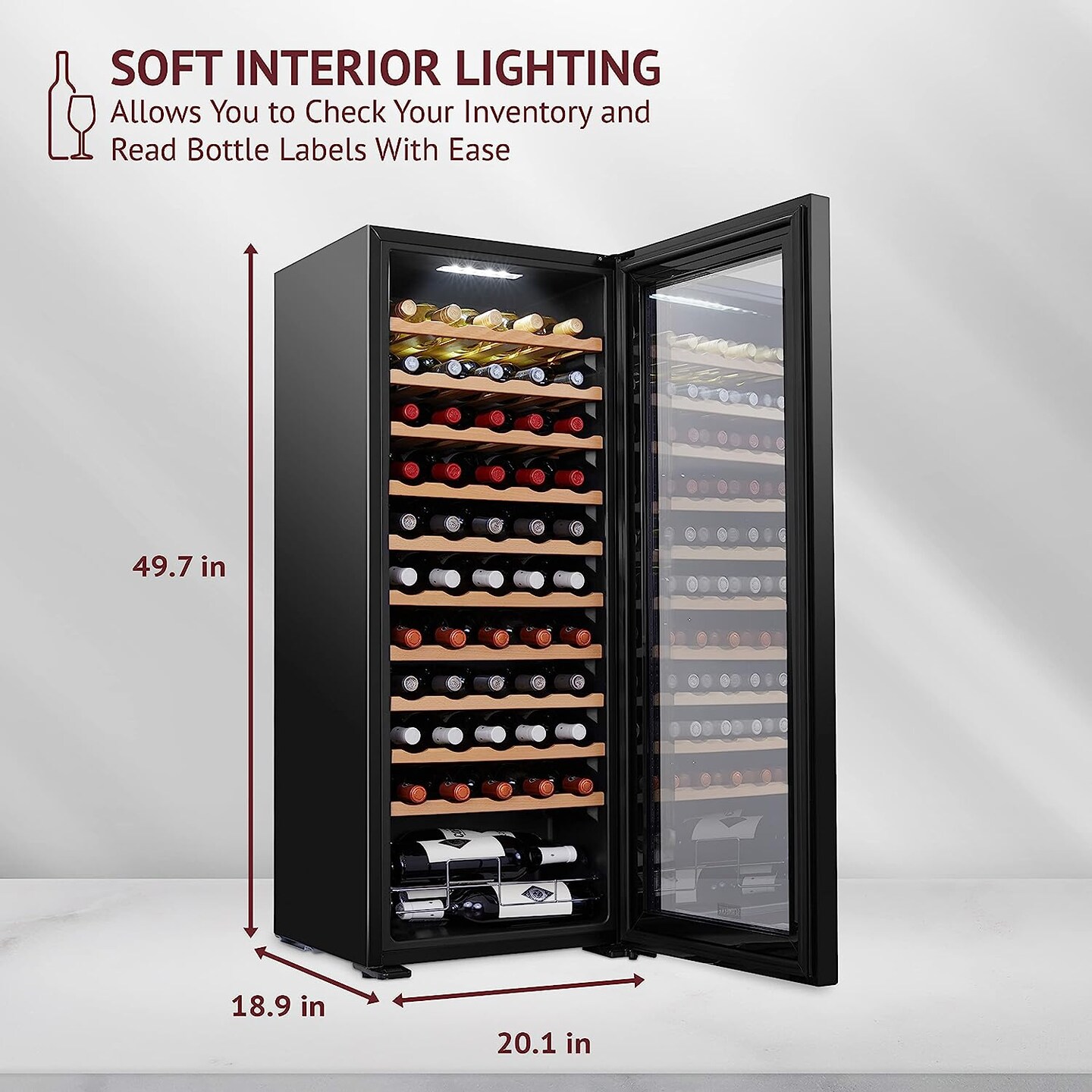 Schmecke 55-Bottle Wine Fridge, Freestanding Wine Refrigerator, Large Wine Cooler