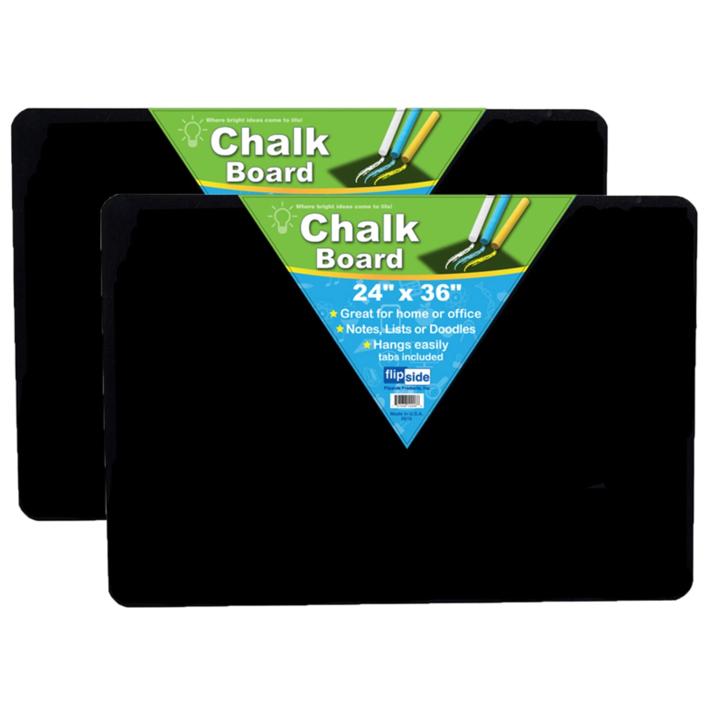 Chalk Board, 24&#x22; x 36&#x22;, Black, Pack of 2
