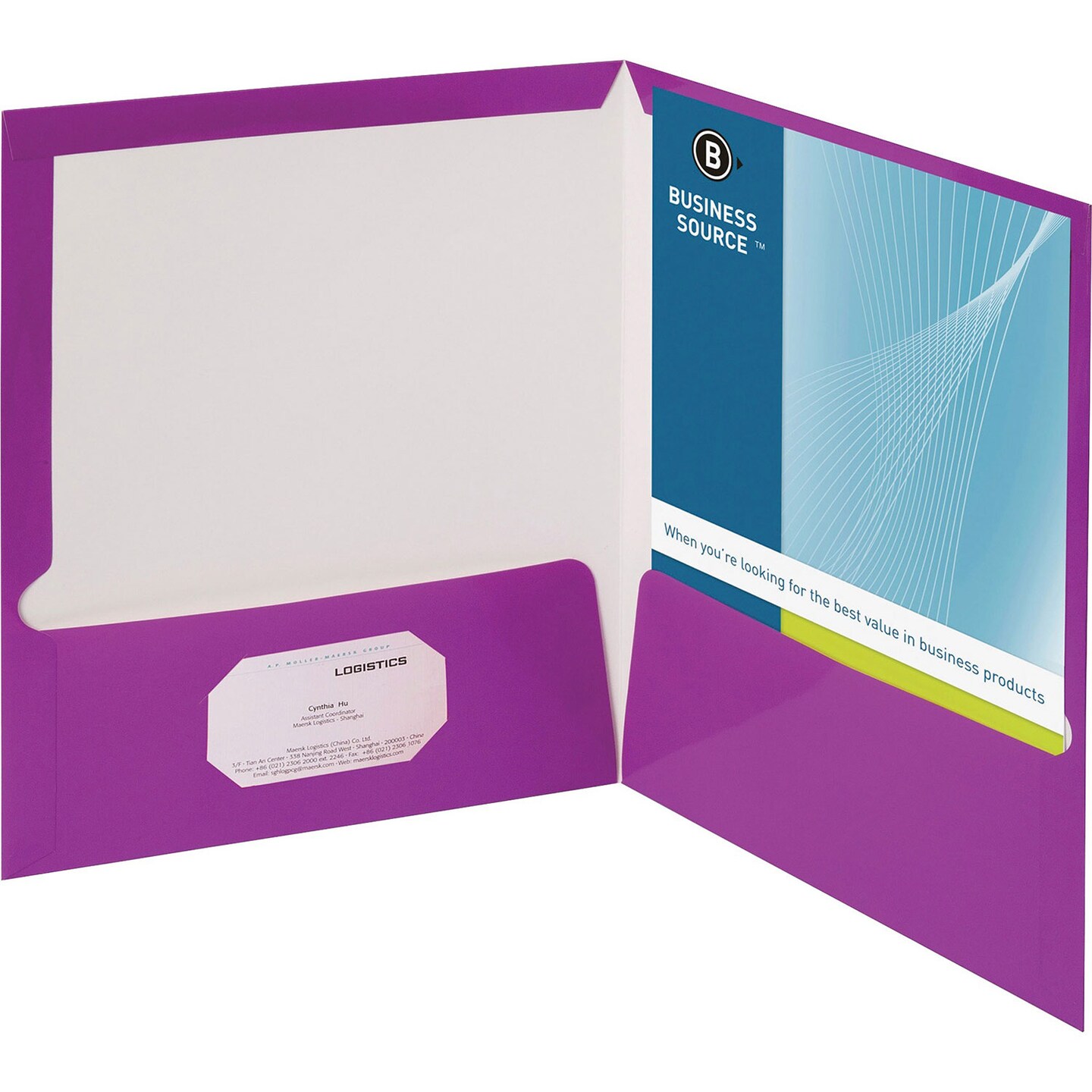 Business Source Report Covers With Business Card Holder Purple Michaels