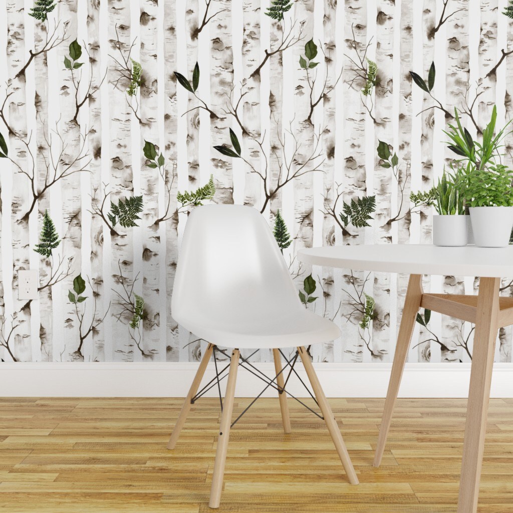 Birch Tree Removable Wallpaper Removable Peel and Stick or Traditional  Wallpaper Printmyspace by PrintMySpace  rwallpaperhomedecor