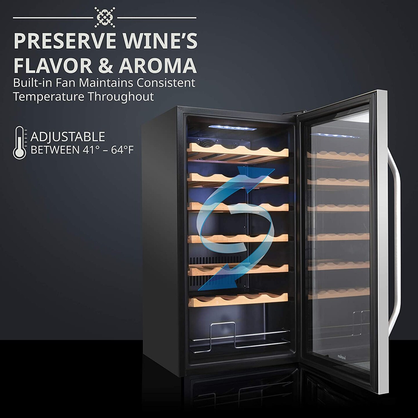 Ivation 28-Bottle Wine Cooler, Stainless Steel Freestanding Wine Fridge with Lock