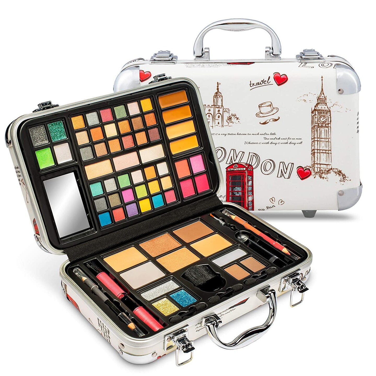 Vokai 74 Piece Makeup W/Eye Shadow, Glitter, Lip & Eye Liners, Lipstick, Blush, Concealer, Lip Gloss & Bronzer