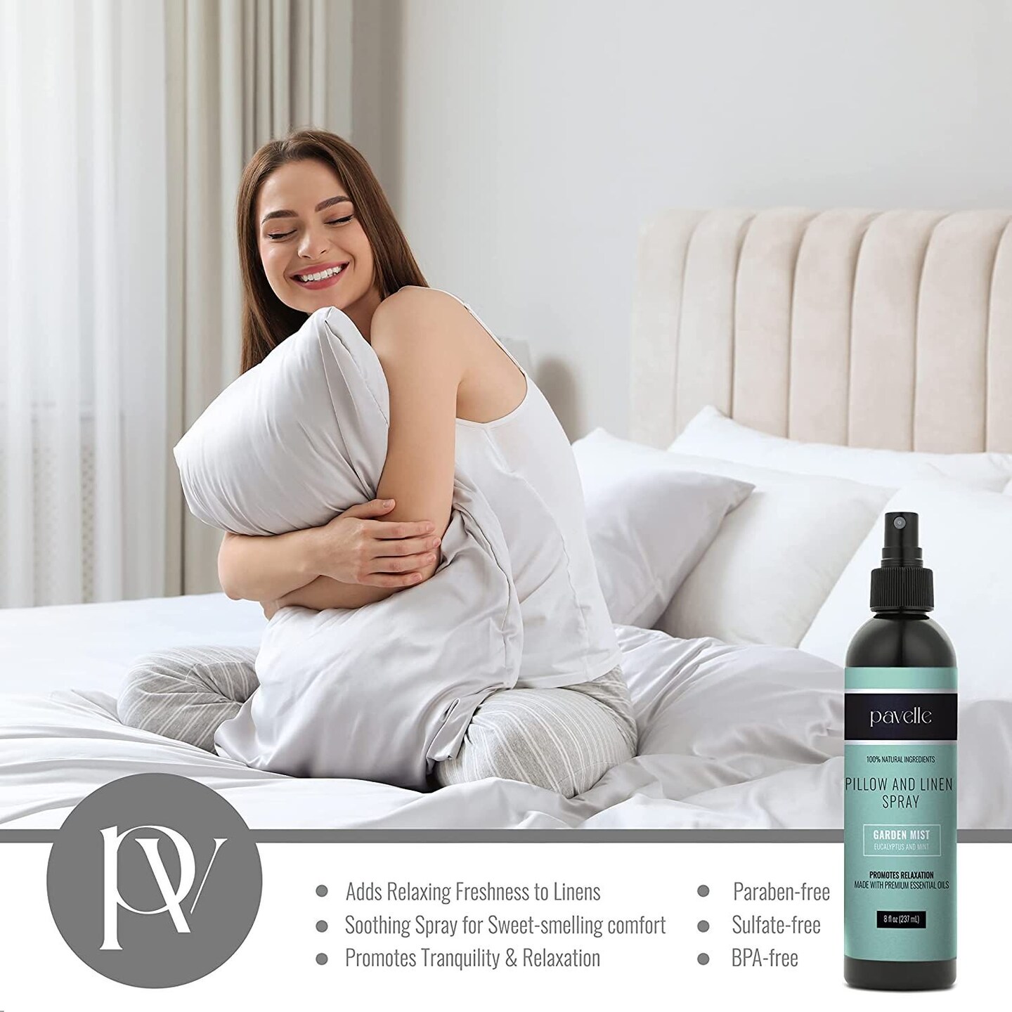 Pavelle Pillow Spray, Essential Oil Pillow Spray & Odor Eliminator Linen Mist, 8 fl. oz. (237ml)