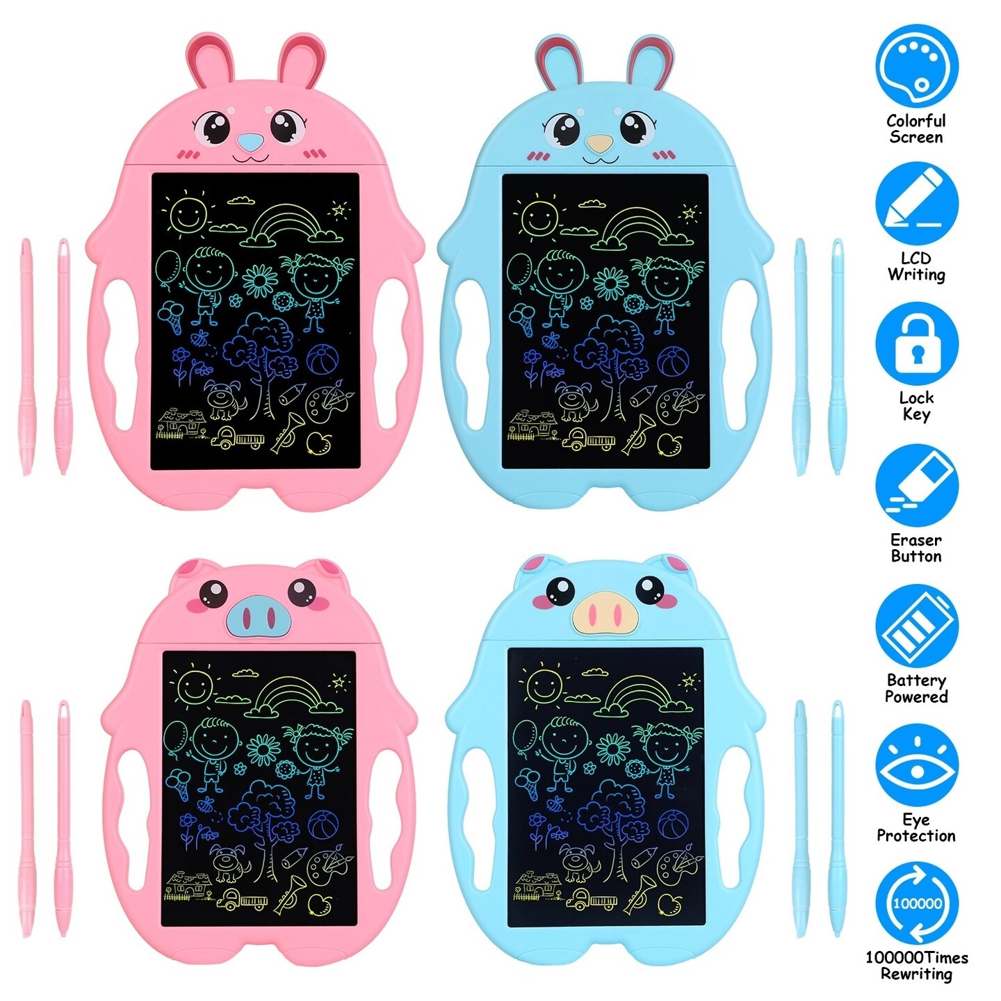 8.5In Lcd Writing Tablet Kids Educational Doodle Board Colorful Drawing Pad