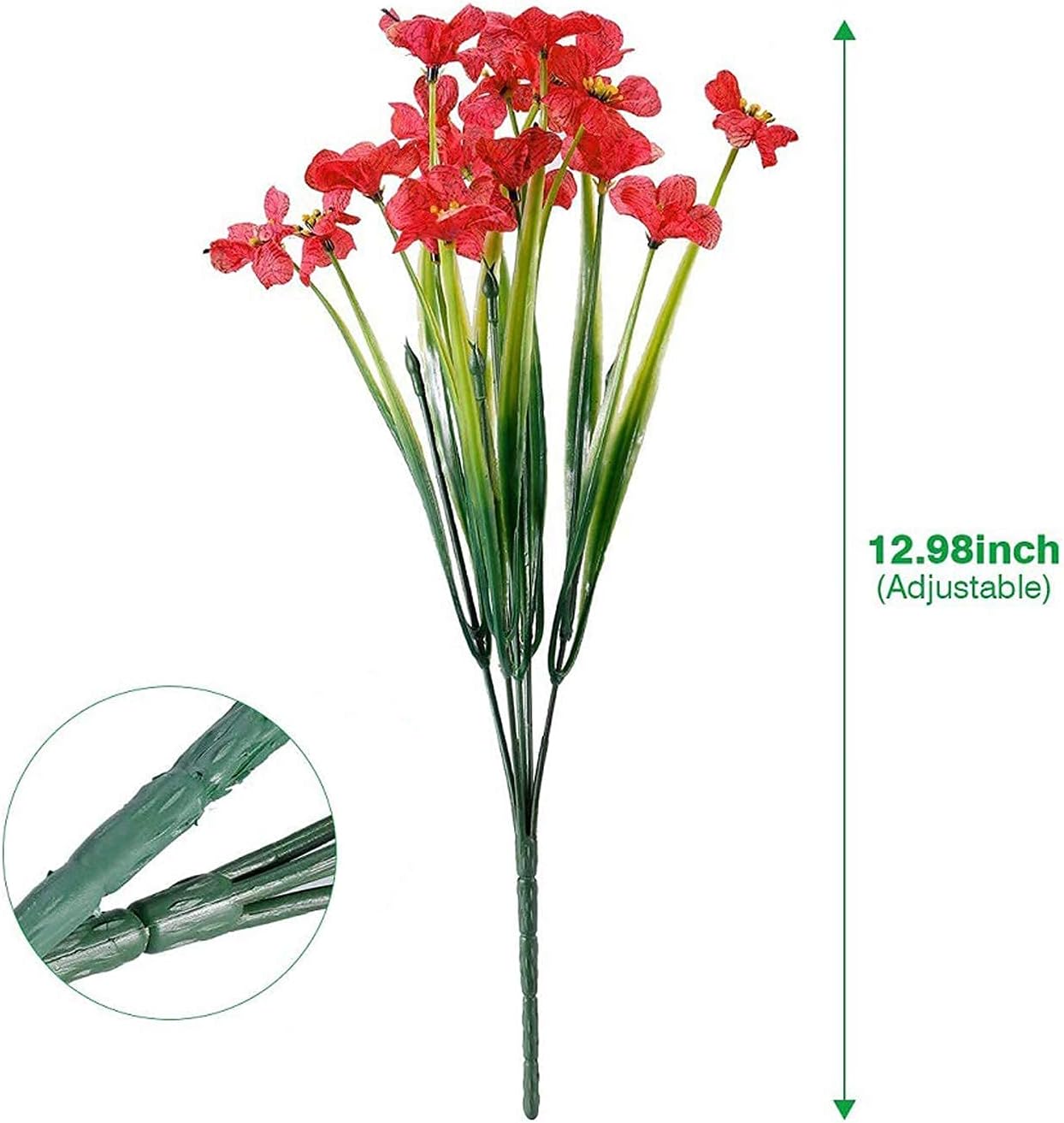 20 Bundles UV-Resistant Artificial Red Flowers: Perfect for Outdoor D&#xE9;cor