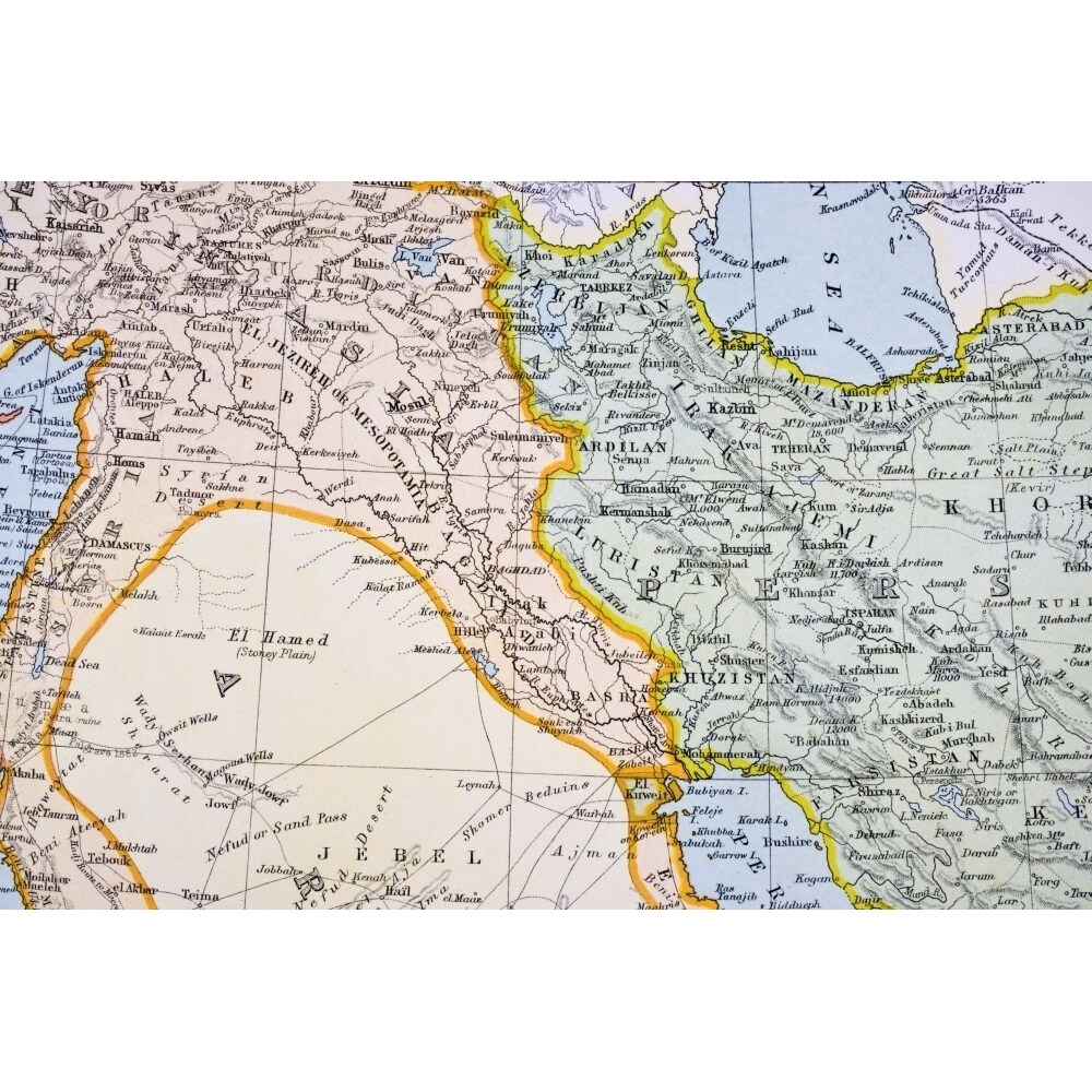 Partial Map Of Turkey Kurdistan Iraq Persia Middle East In 1890S From The Citizens Atlas Of The World Published London