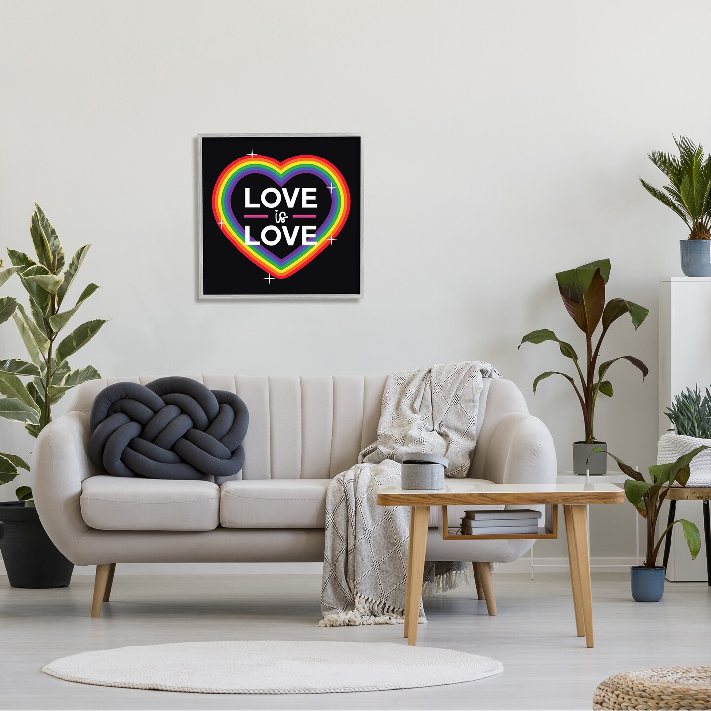 Stupell Industries Love Rainbow Heart Pride Black Framed Giclee Art