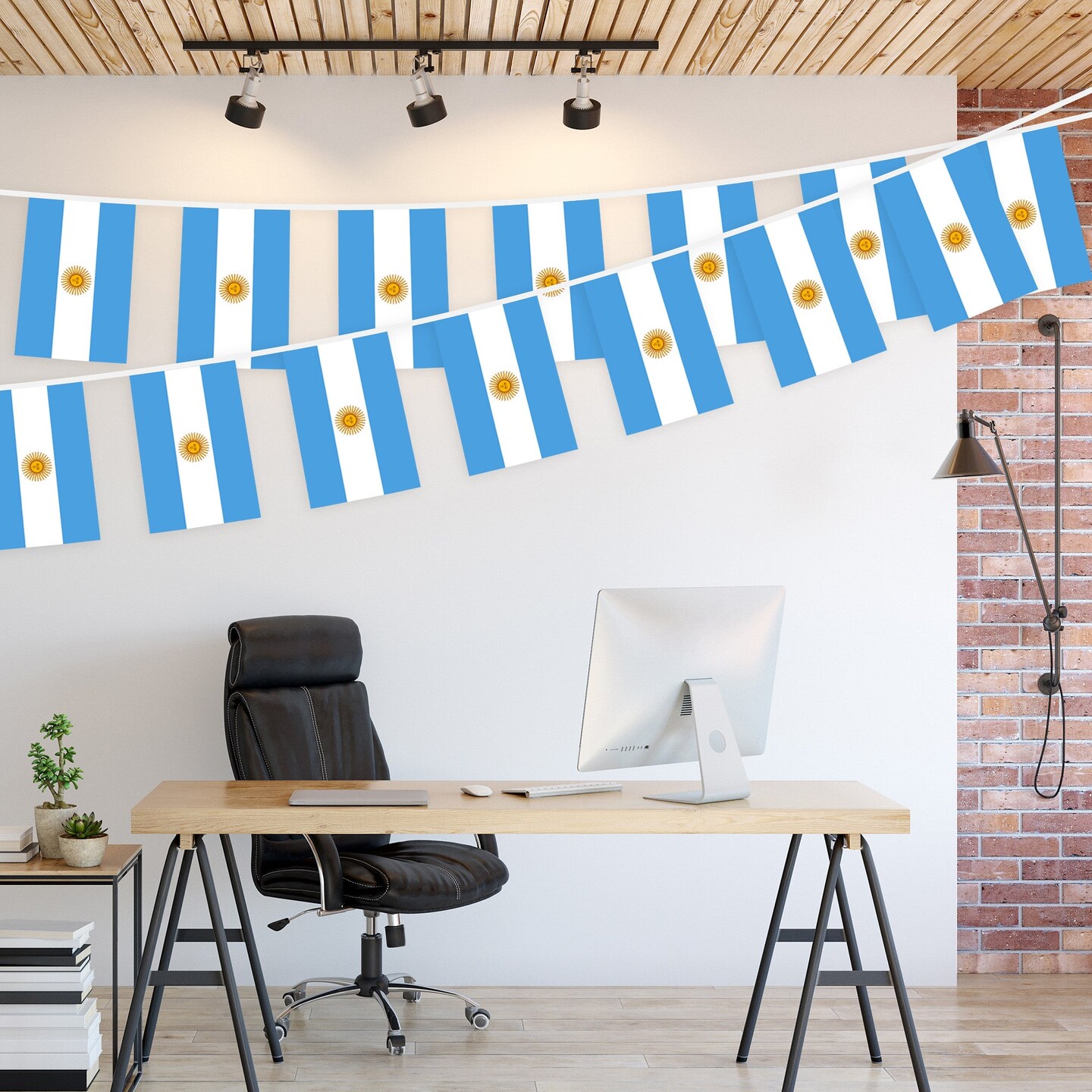 G128 Argentina Argentinian Bunting Banner | Flag 8.2 x 5.5 Inch, Full String 33 Feet | Printed 150D Polyester, Decorations For Bar, School, Festival Events Celebration