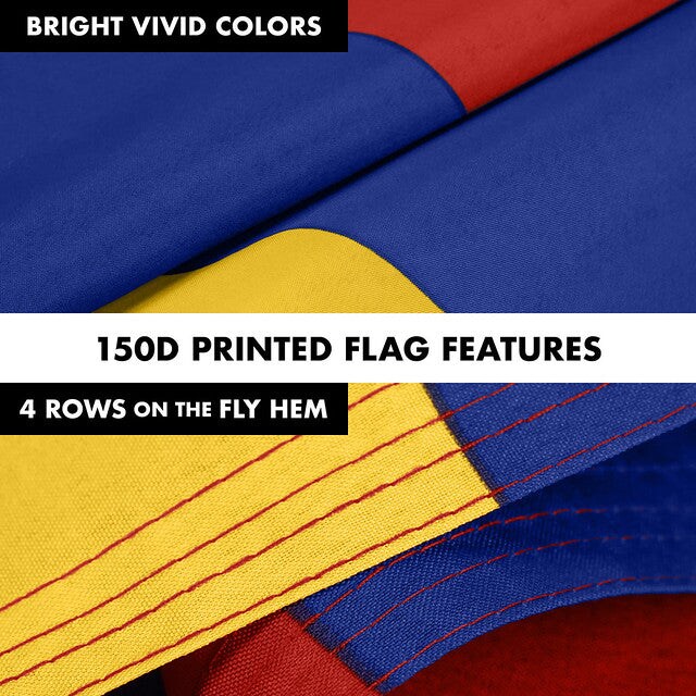 G128 Combo Pack: Flag Pole 6 FT White Tangle Free &#x26; Armenia Armenian Flag 3x5 FT Printed 150D Polyester
