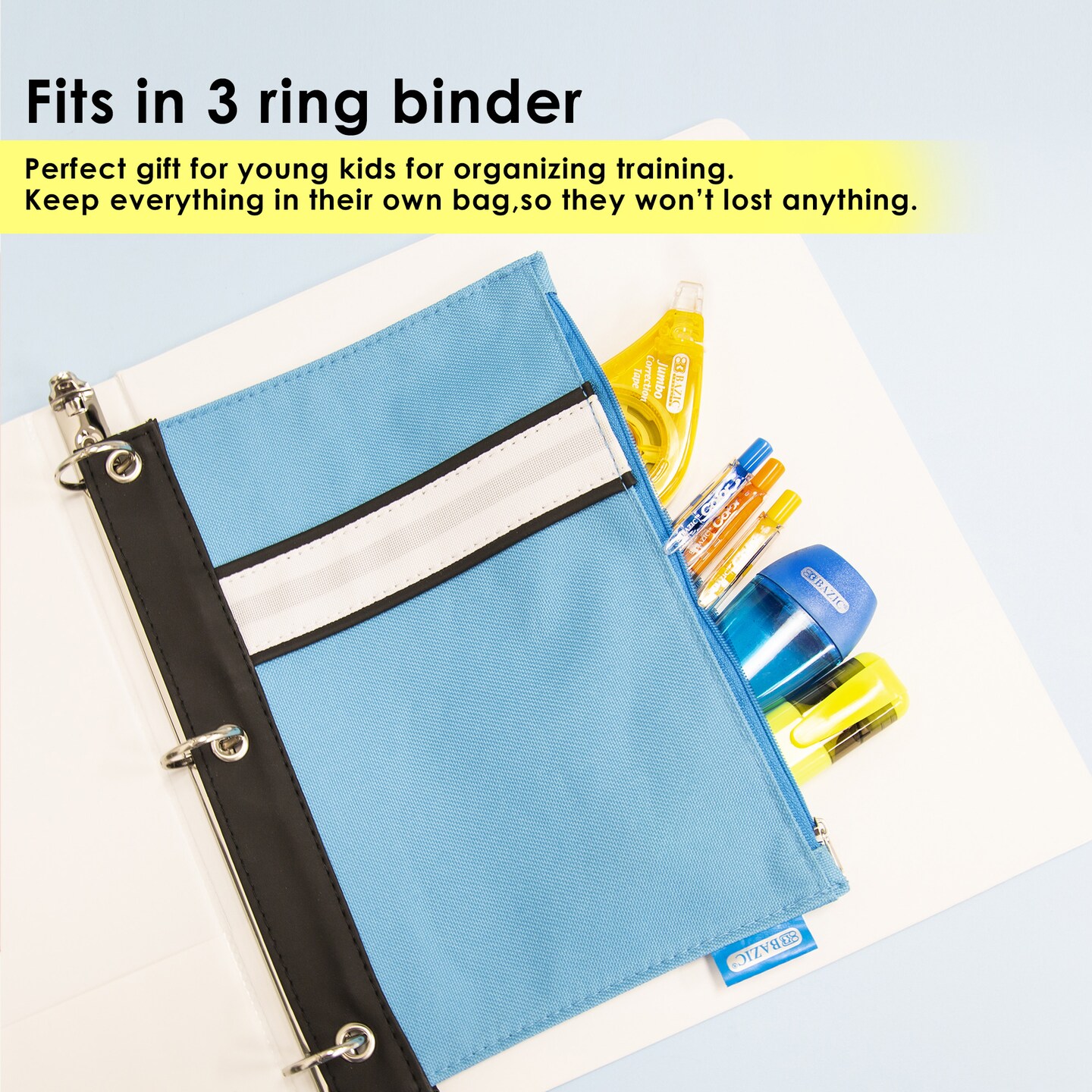 BAZIC Pencil Pouch 3-Ring - Bright Color