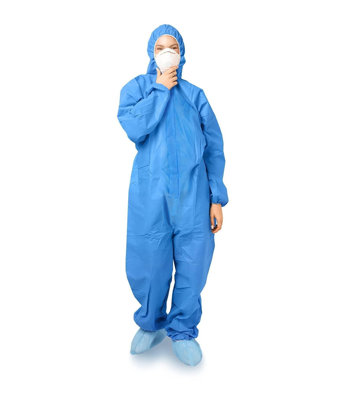 Disposable Coveralls for Men Women Pack of 5 Medium Blue Hazmat Suits ...