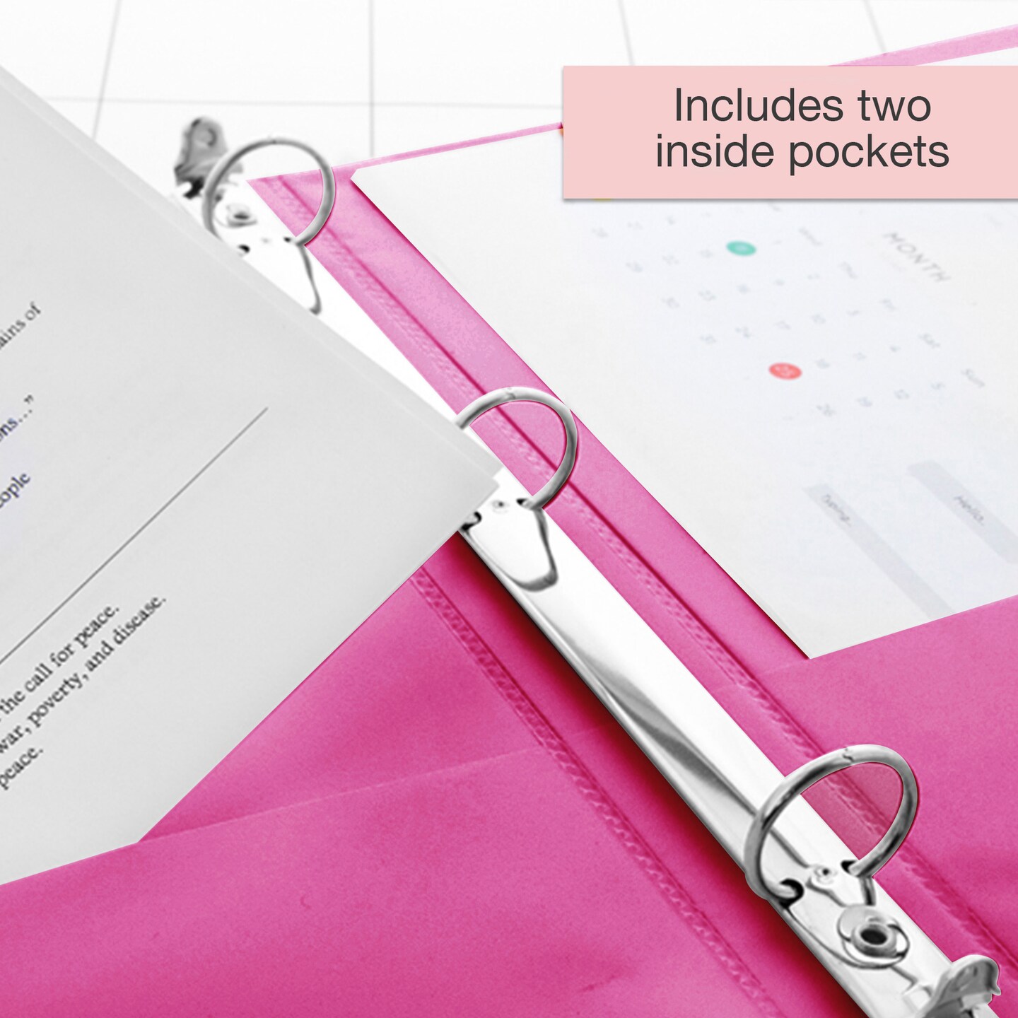 BAZIC 1.5" 3-Ring View Binder w/ 2-Pockets (11 Color Available)