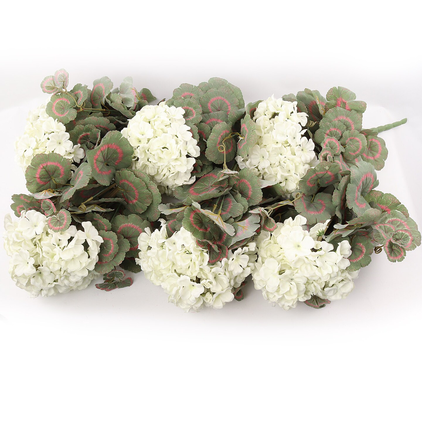 12-Pack: Soft White Geranium Bush - 7 Silk Flowers & Lush Leaves, Indoor/Outdoor Decor, DIY Floral Arrangements - Spring & Summer Display, Floral Home by Artificial Flowers