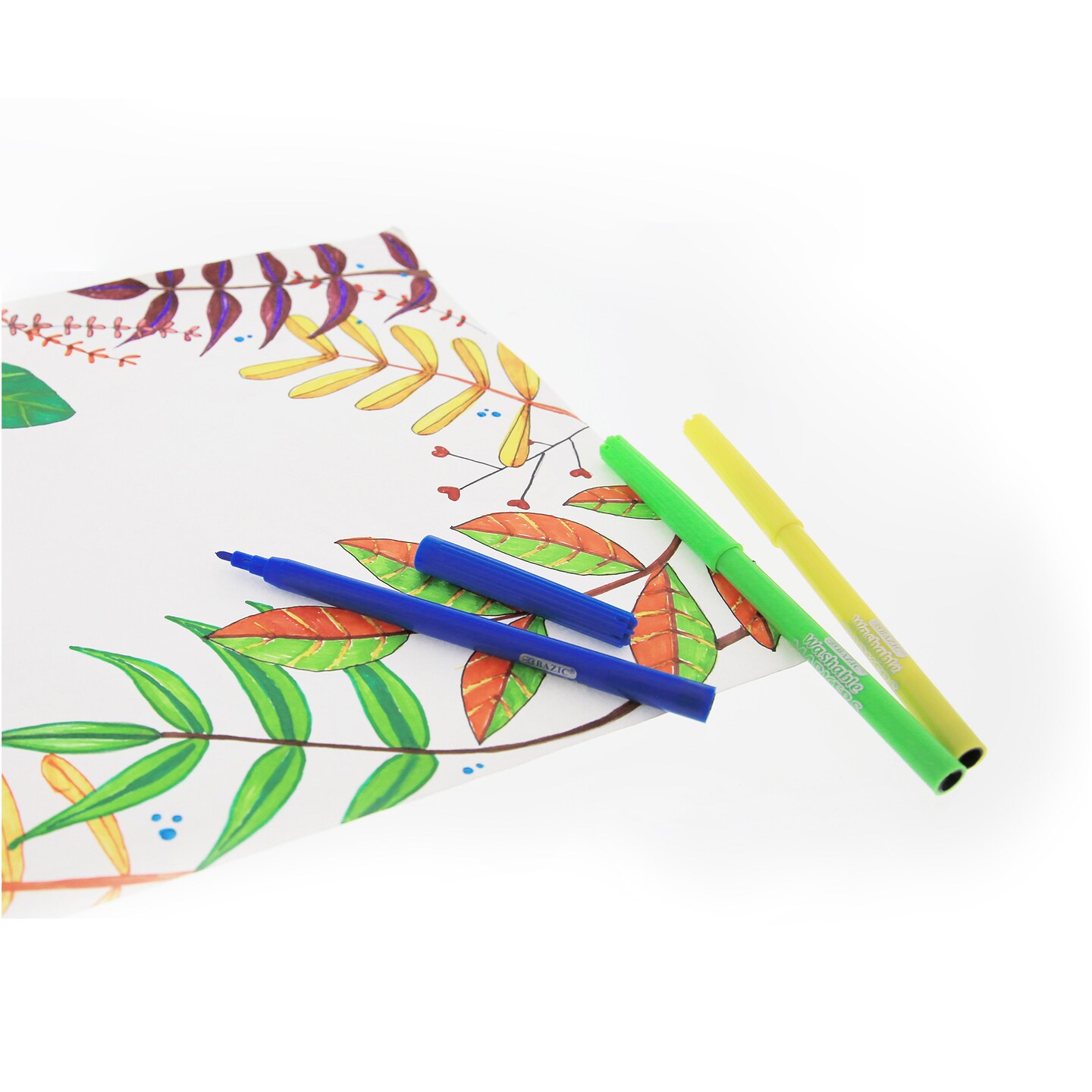 BAZIC Fine Line 12 Classic Colors Washable Markers