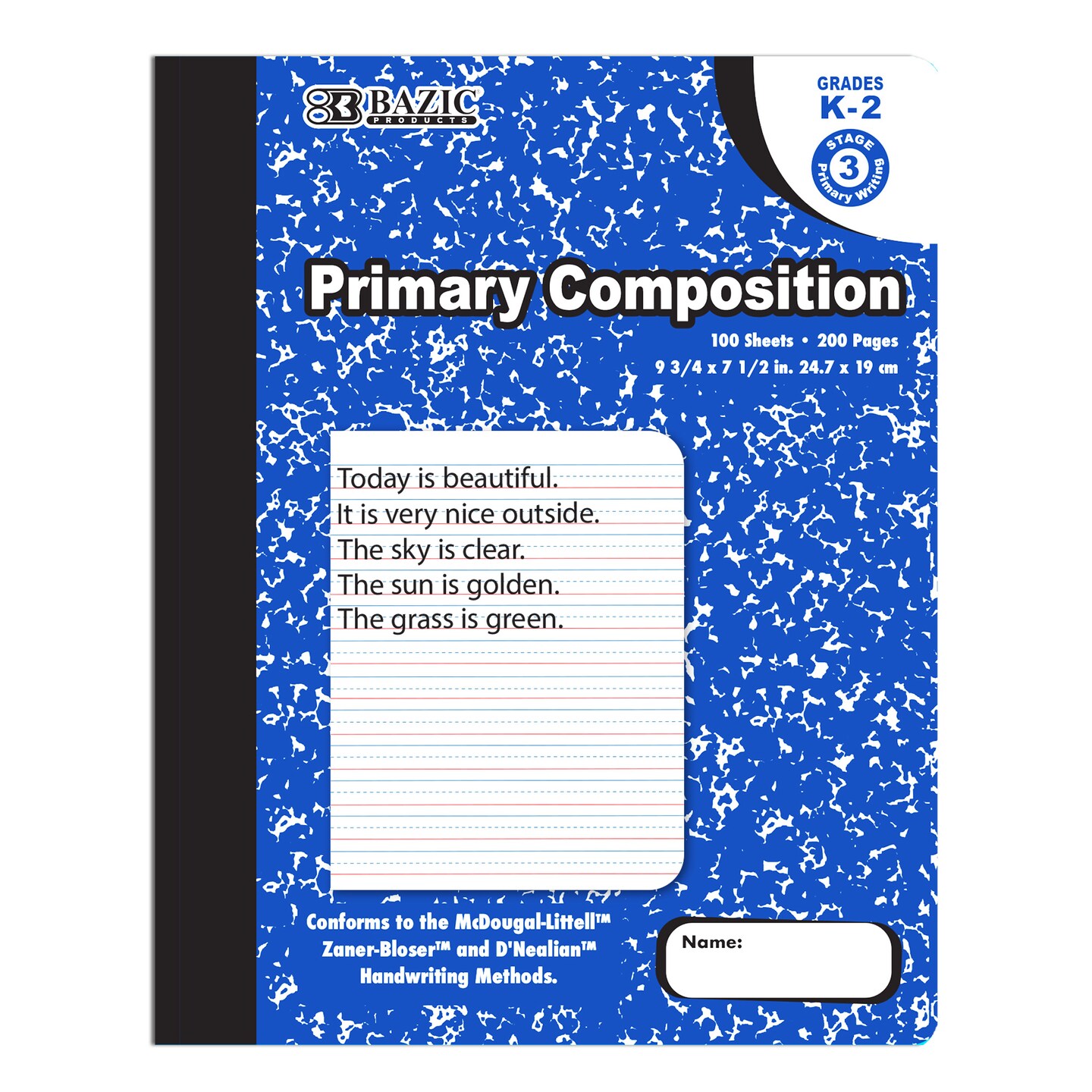 BAZIC Composition Book Primary Marble 100 Ct.