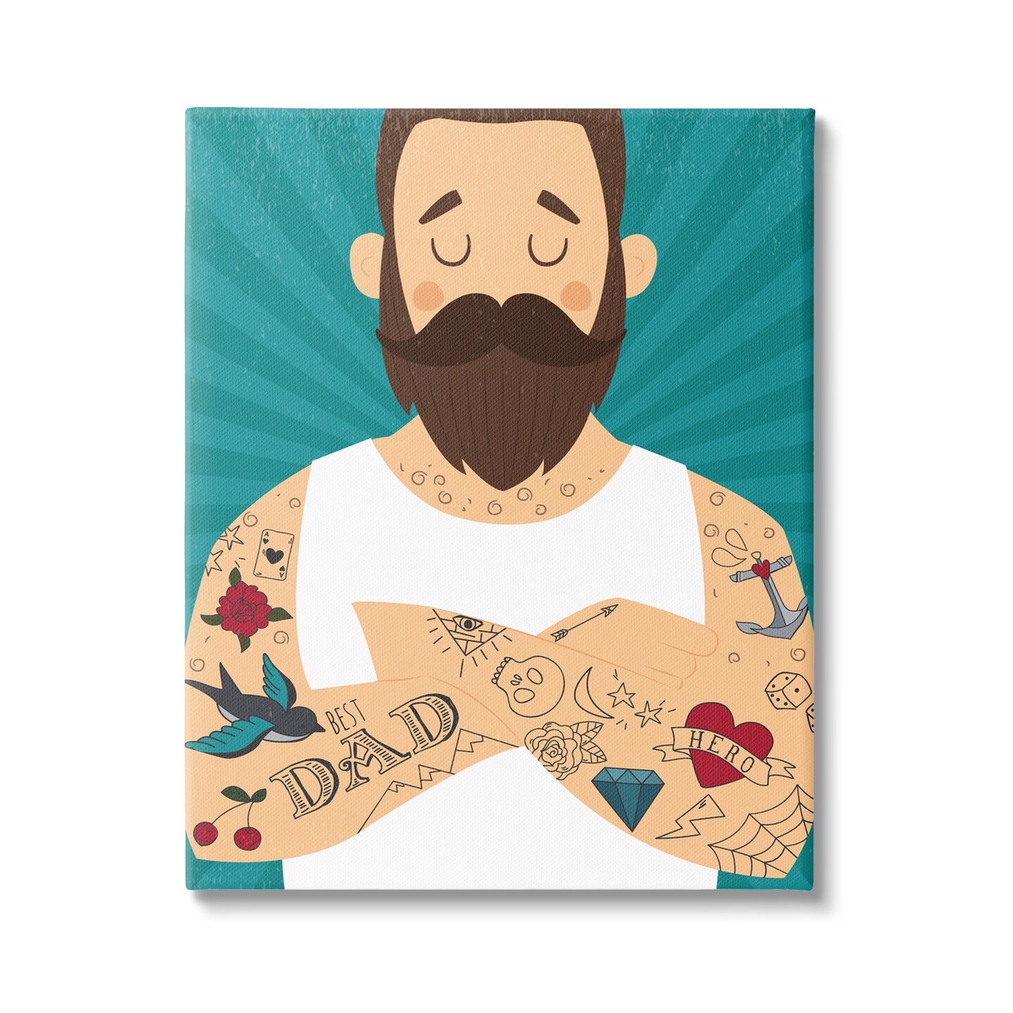 Stupell Industries Best Dad Father&#x27;s Day Tattoos Canvas Wall Art