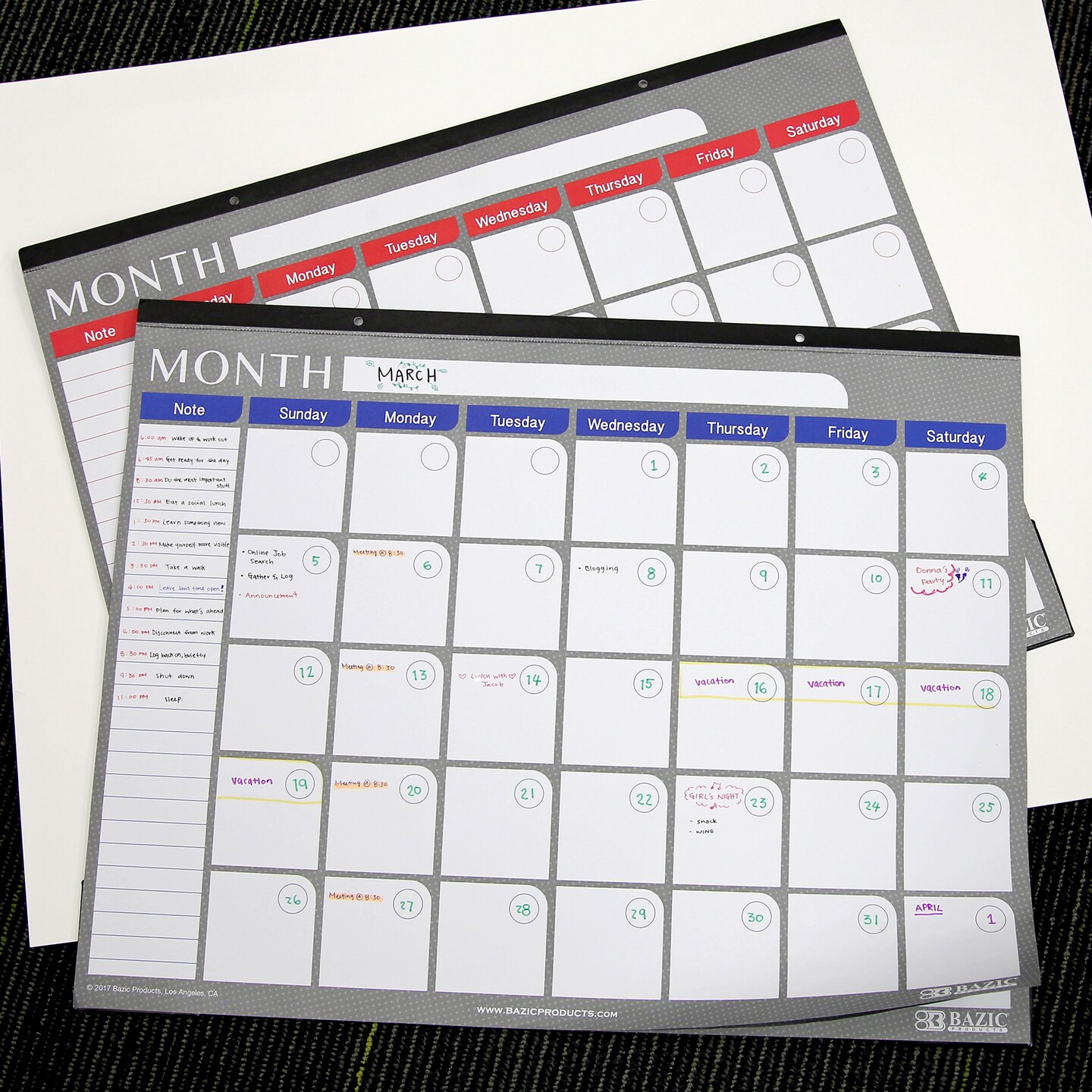 BAZIC 17&#x22; X 22&#x22; Undated 12-Month Desk Pad Calendar