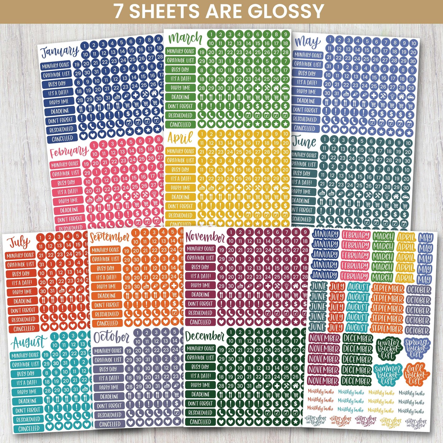 Planner Stickers, Calendar Essentials Pack, Happy Seasons product 2
