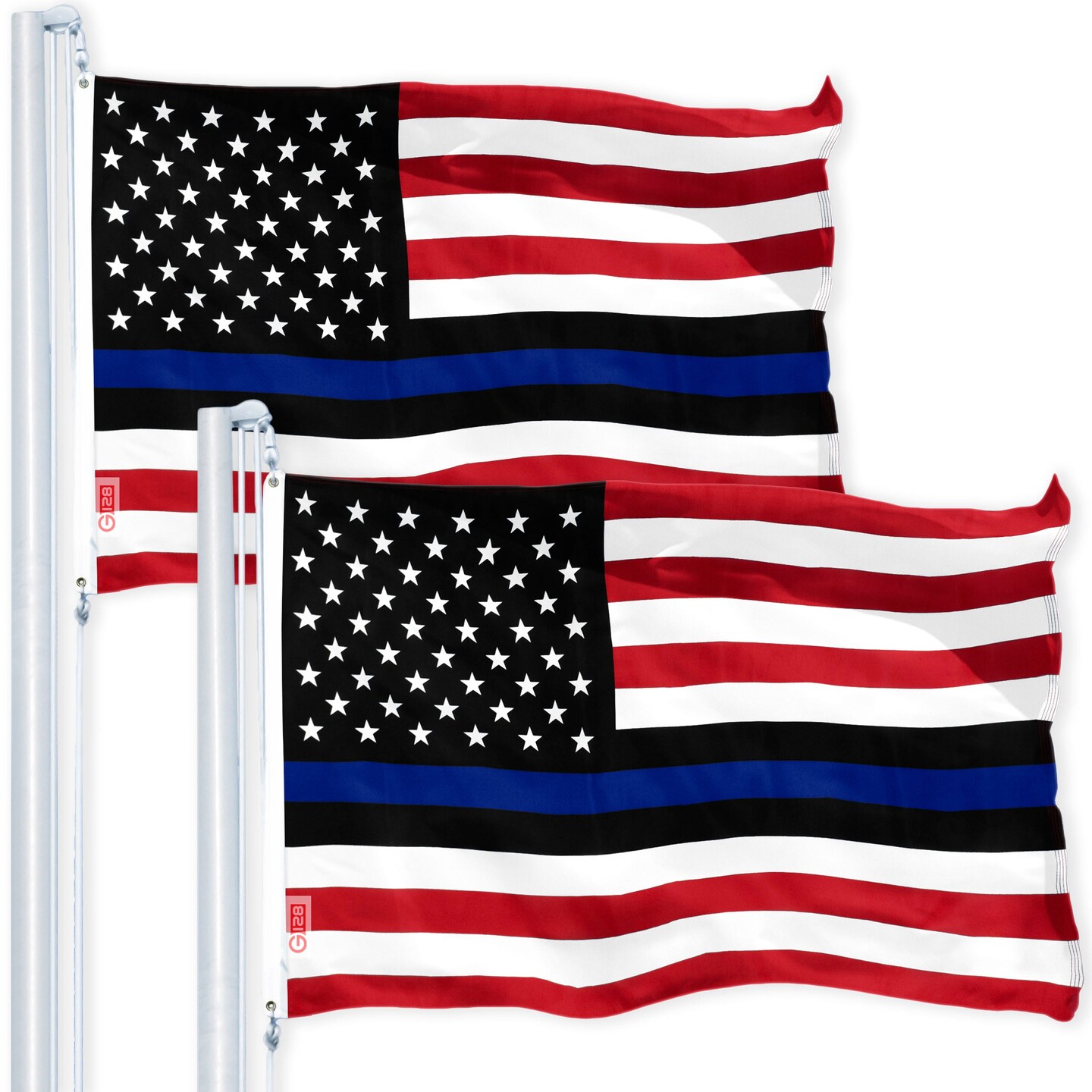 Police Blue Lives Matter Flag 3x5 Ft 2-Pack Printed 150D Polyester By G128