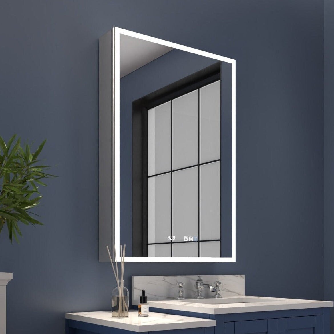 Led Lighted Medicine Cabinet 24W X 36H Recessed Surface Mount Mirrored Storage