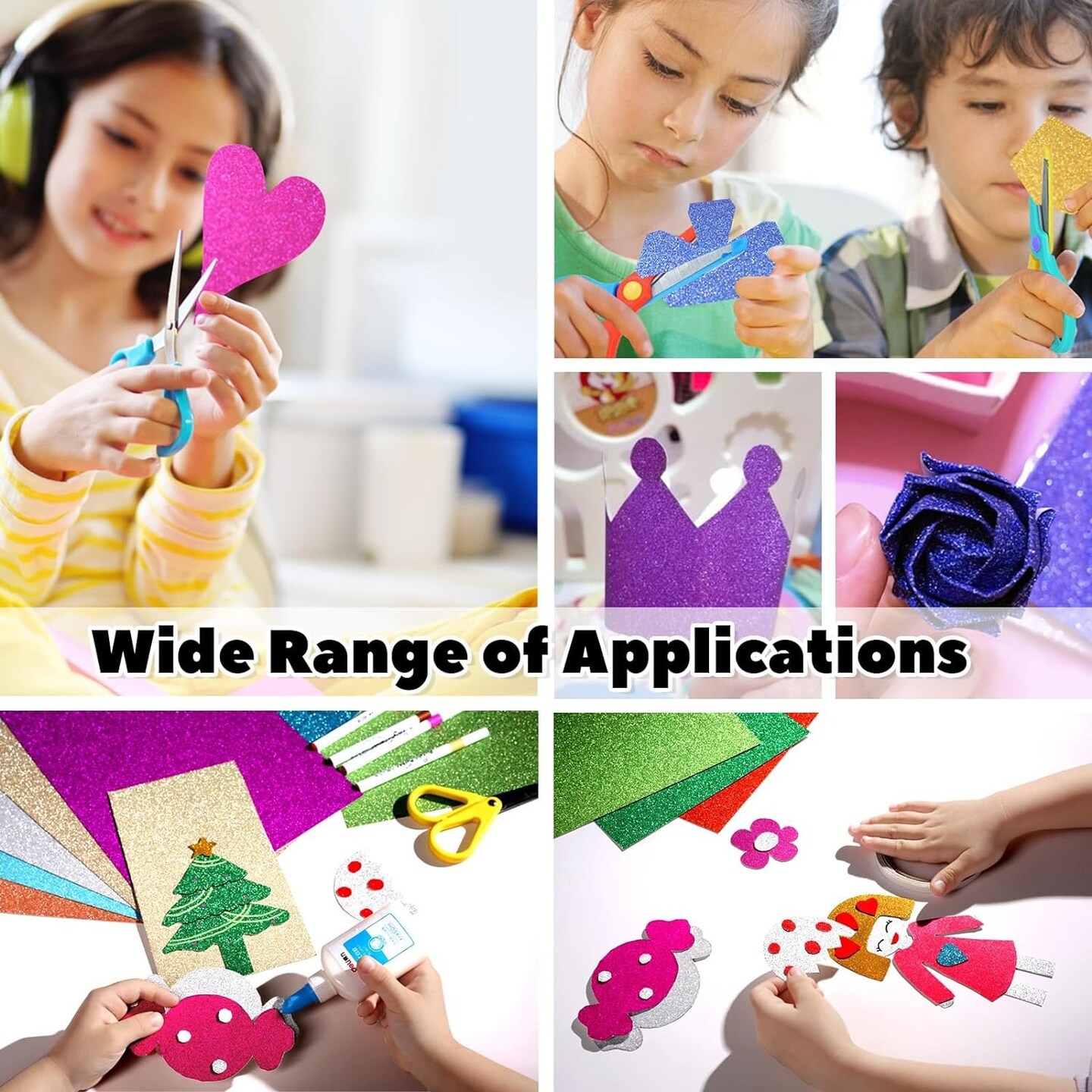 8.5x11 in Self-Adhesive Glitter Sticker 20 Colors Cardstock Paper 40 Sheets