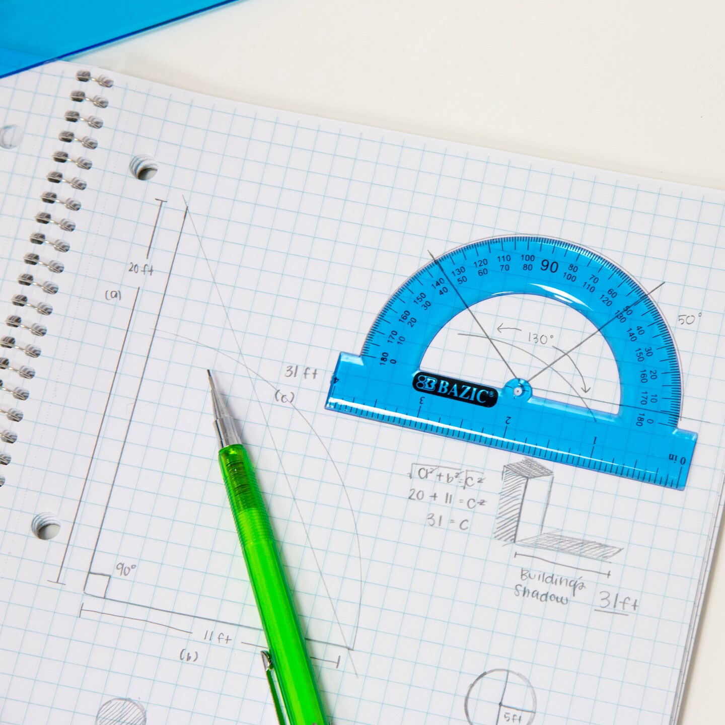 BAZIC Geometry Ruler Combination Sets 5-Piece