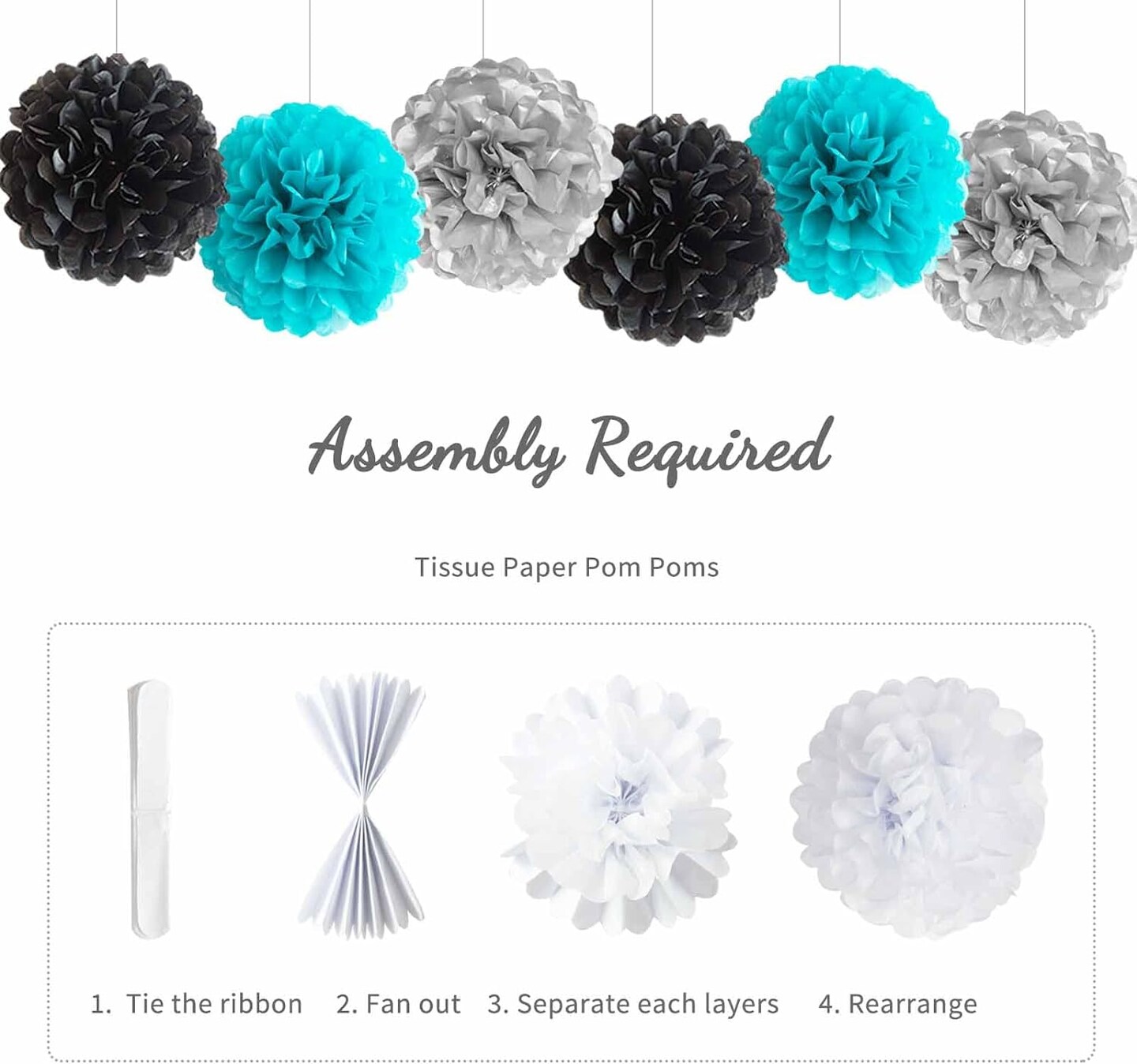 Black Teal Blue and Silver Happy Birthday Party Decorations Turquoise Aqua Balloons D&#xE9;cor Supplies Men Women Boys Girls 1st 2nd 3rd 16th 20th 25th 30th 35th 40th 45th 50th 60th 70th