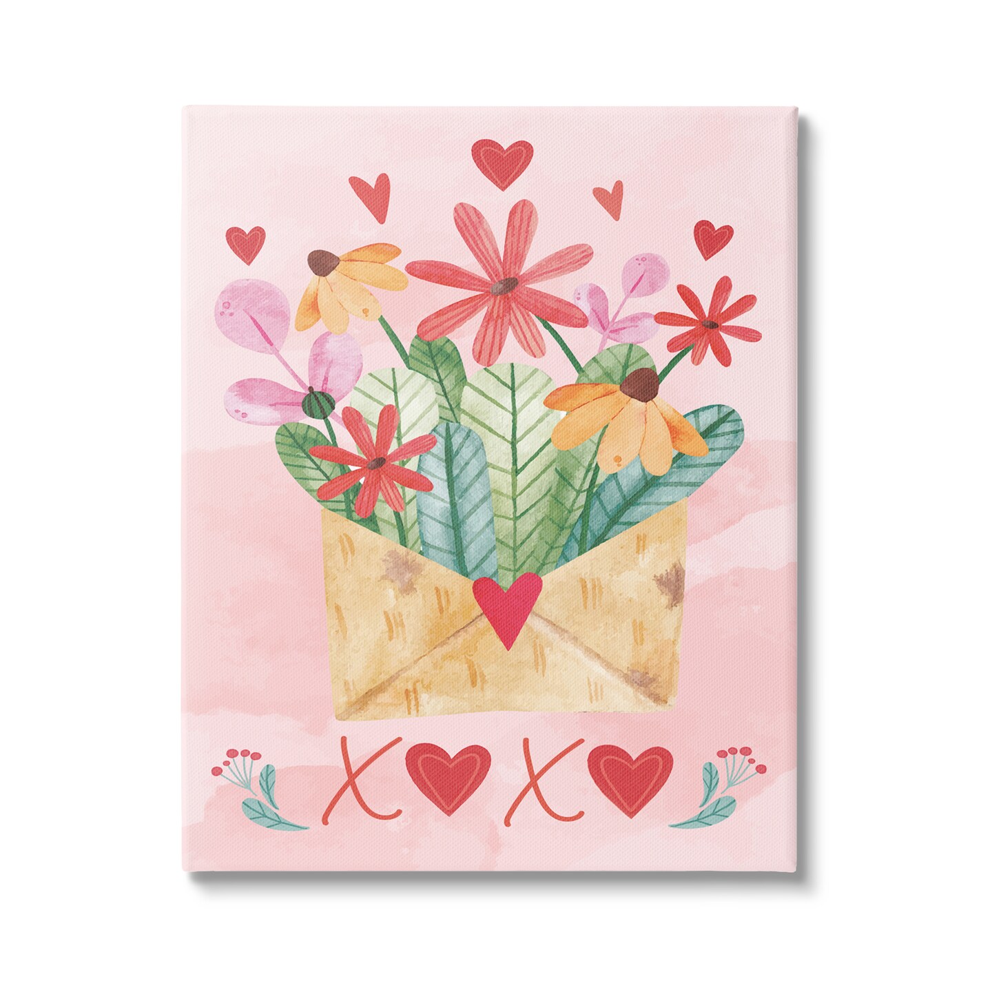 Stupell Industries Xoxo Love Letter Floral Blooms Canvas Wall Art