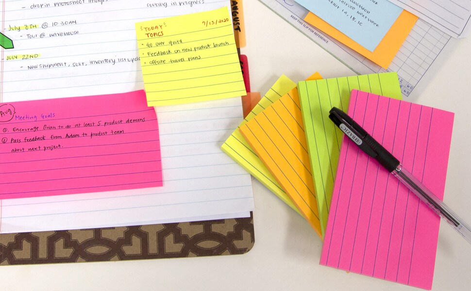 BAZIC Lined Stick On Notes Neon 3" X 5" 70 Ct. | Michaels