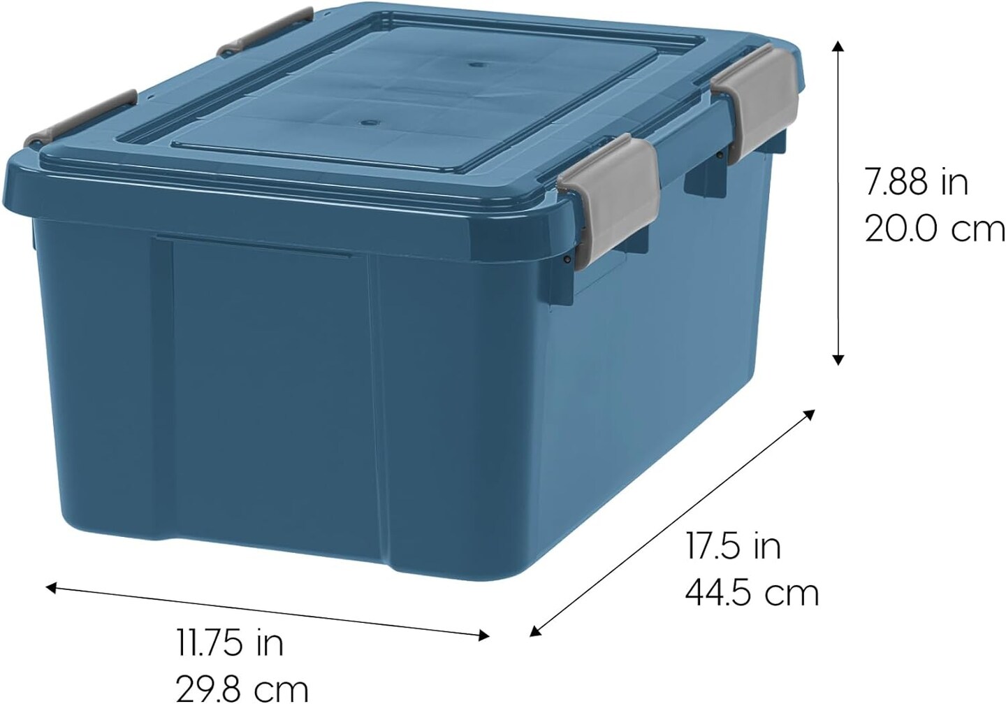 IRIS USA WEATHERPRO Airtight Plastic Storage Bin with Lid and Seal and Secure Latching Buckles, Navy