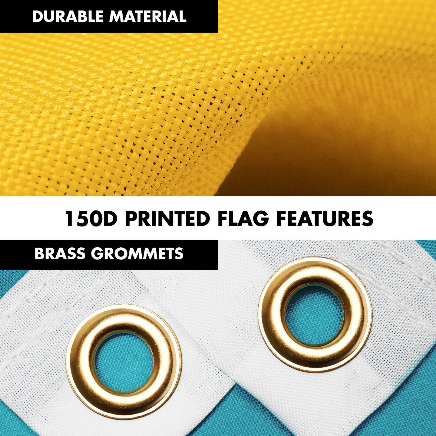 G128 Combo Pack: 6 Ft Tangle Free Aluminum Spinning Flagpole (White) &#x26; Kazakhstan Kazakhstani Flag  3x5 Ft LiteWeave Pro Series Printed 150D Polyester | Pole with Flag Included