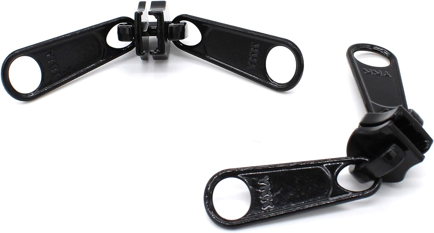 ZipperStop Wholesale Authorized Distributor YKK® Zipper Rescue Jeep Slider ~ 10 Coil Long Pull with 2 Heads- Jeep Slider ~ Black (2 Sliders / Pack)