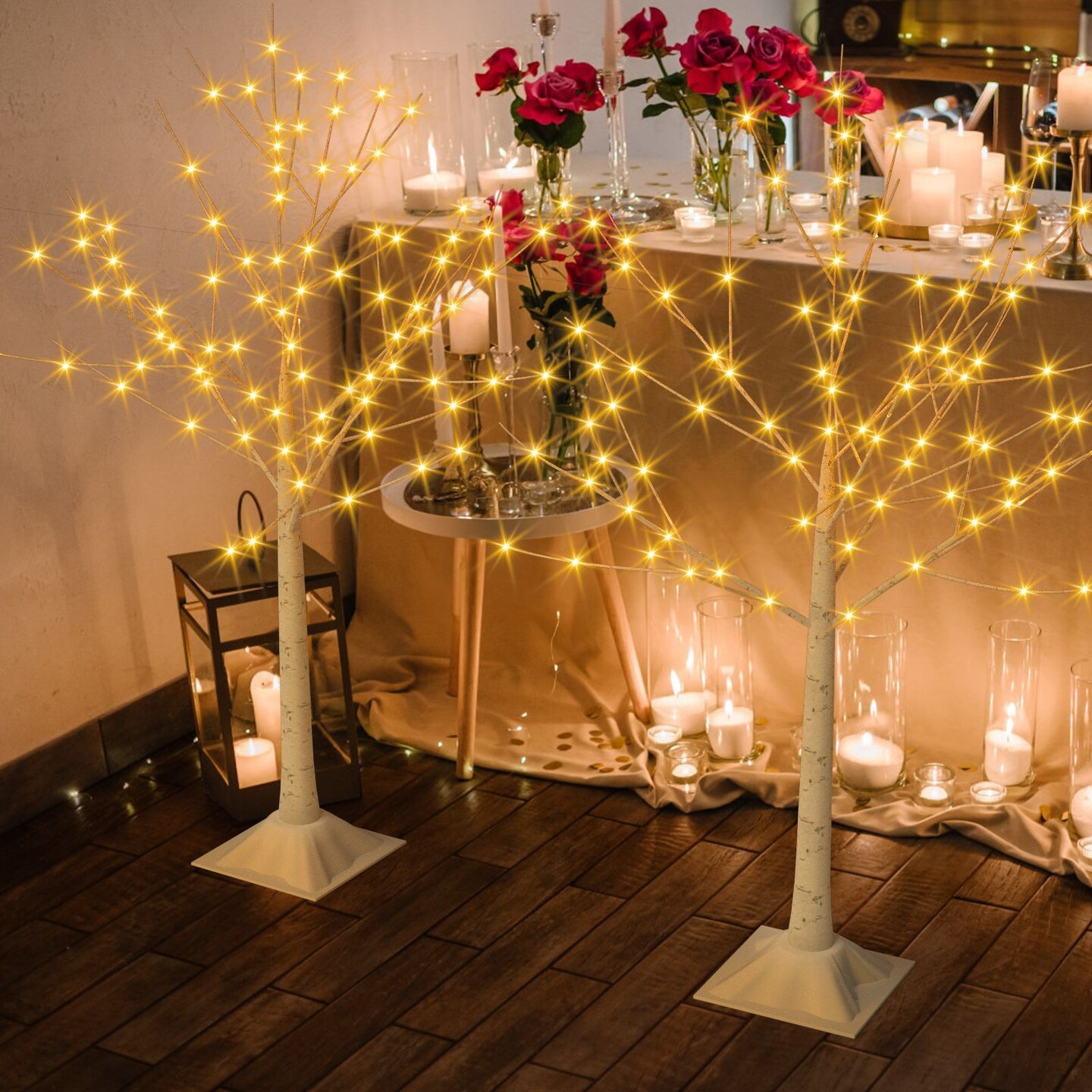 2pcs 4 FT Lighted Birch Tree Artificial Twig Tree Lamp for Christmas