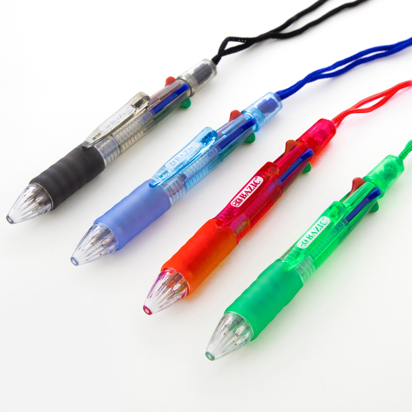BAZIC 4-Color Neck Pen w/ Cushion Grip (1/Pack)
