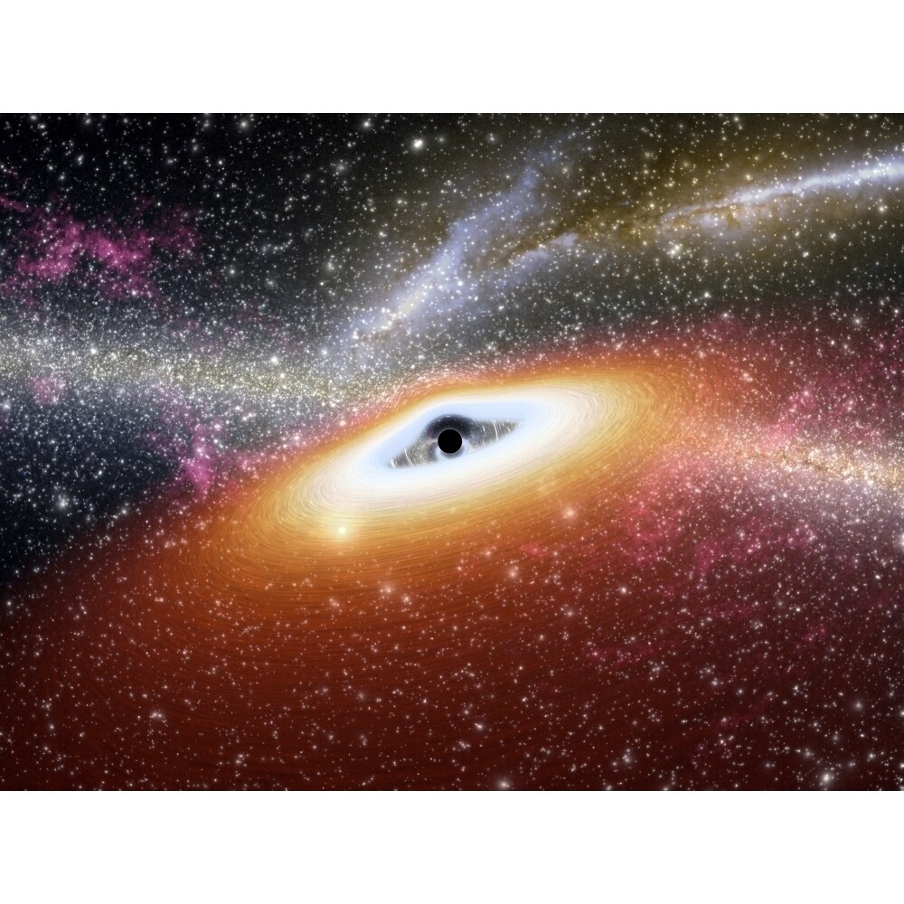 Illustration Of A Supermassive Black Hole At The Core Of A Young Star-Rich Galaxy Poster Print