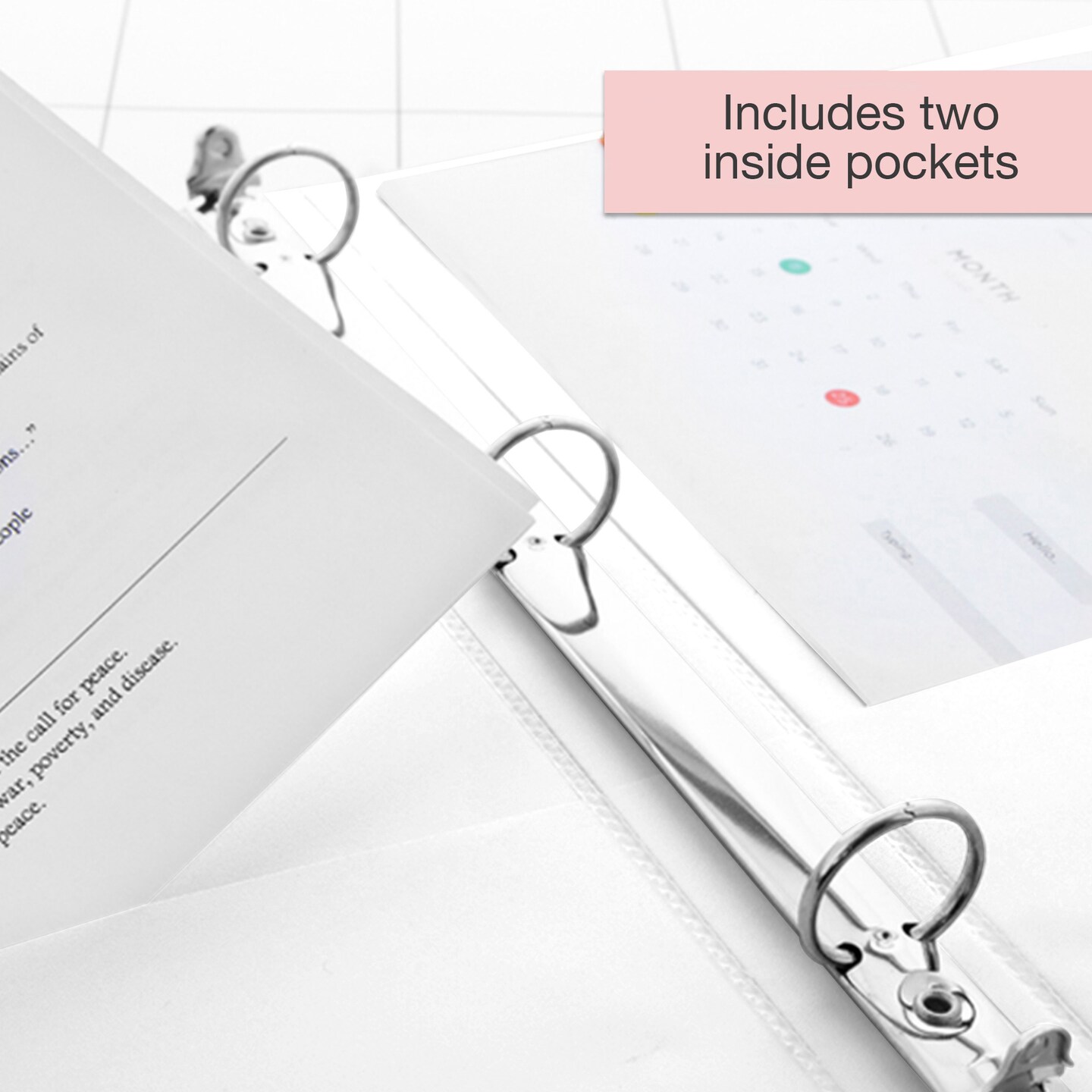 BAZIC 1&#x22; 3-Ring View Binder w/ 2-Pockets (11 Color Available)