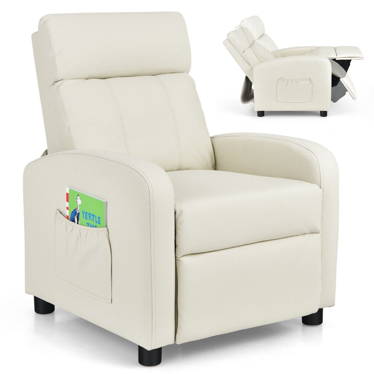 Kids Recliner Chair Adjustable Leather Sofa Armchair W Footrest Side Pocket