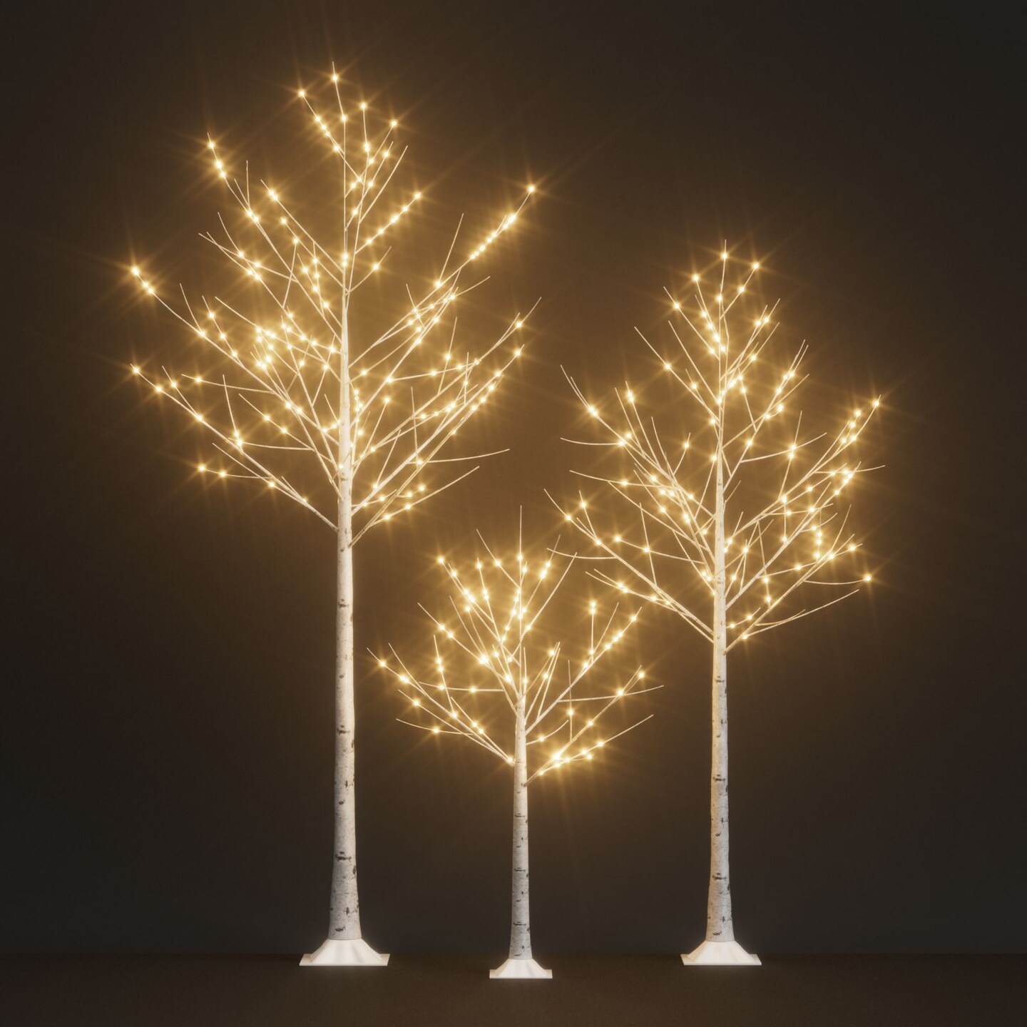 Set of 3 Lighted Birch Tree Artificial Twig Tree Lamp for Christmas (4 ft, 6 ft, 8 ft)
