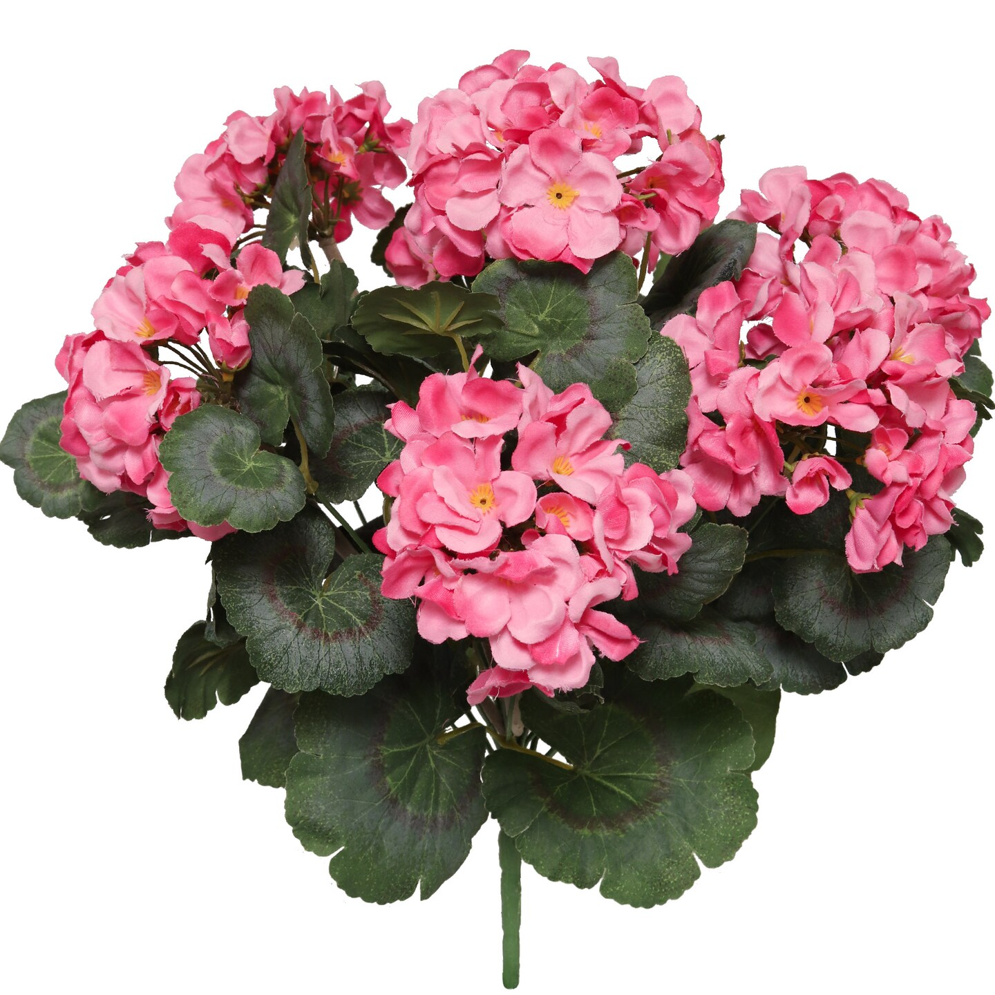 12-Pack: Pink Geranium Bush with 7 Silk Flowers & Lush Leaves - Vibrant Faux Floral Decor for Home, Garden & Event Arrangements, Floral Home by Artificial Flowers
