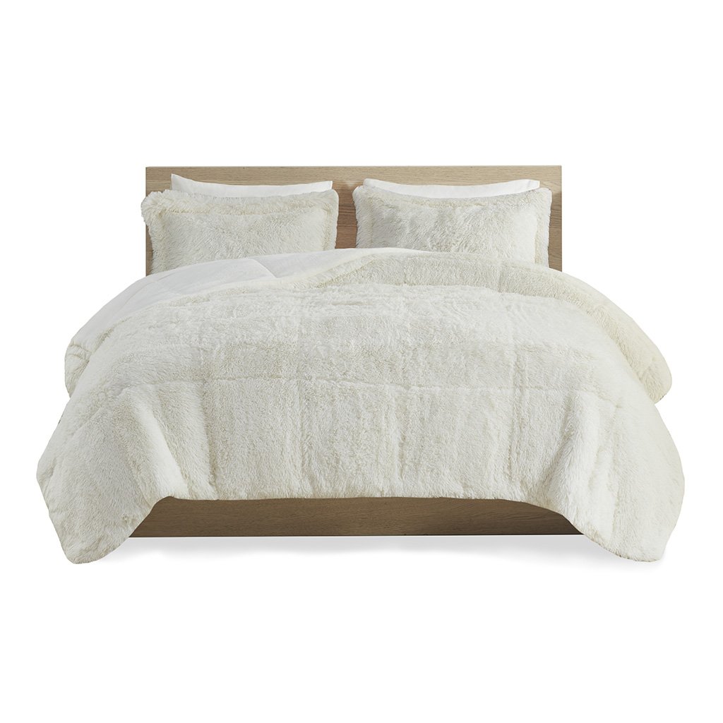 Gracie Mills Susie Contemporary Shaggy Long Faux Comforter Set - Grace-14335