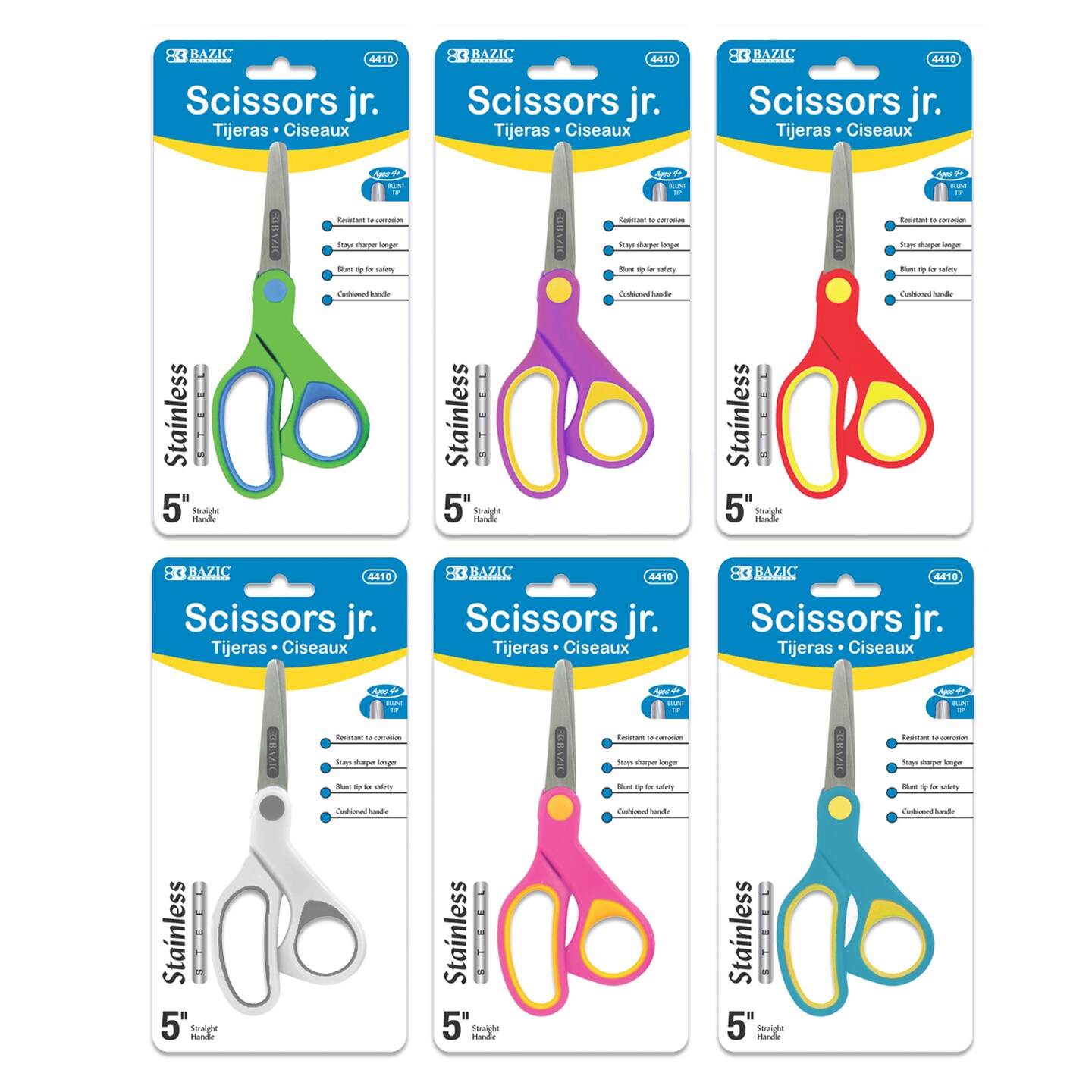 BAZIC School Scissors 5&#x22; Blunt Tip Soft Grip